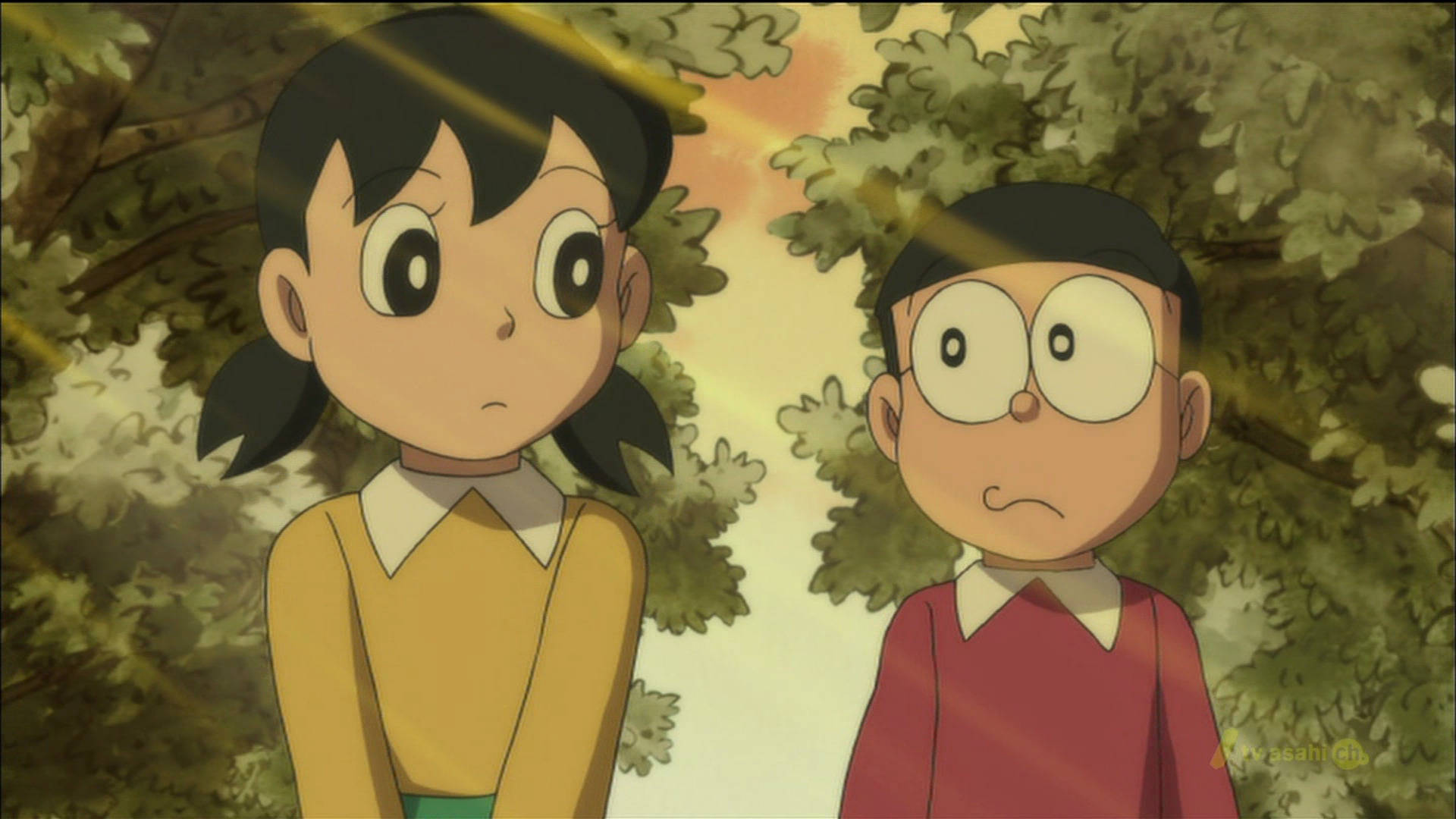 Nobita at Shizuka Nagmamahalan sa Pagtititigan Wallpaper