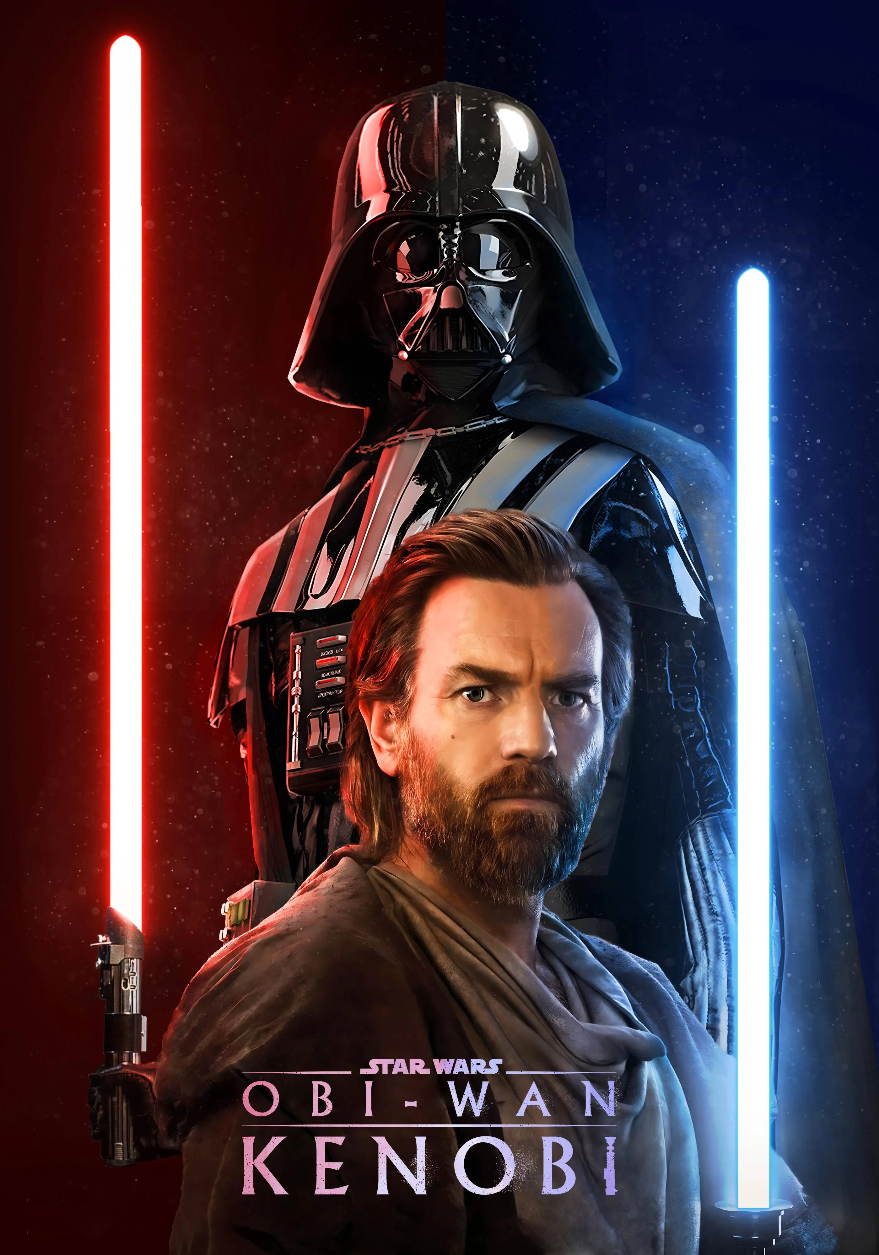 Obi Wan Kenobi na Pula at Asul Wallpaper