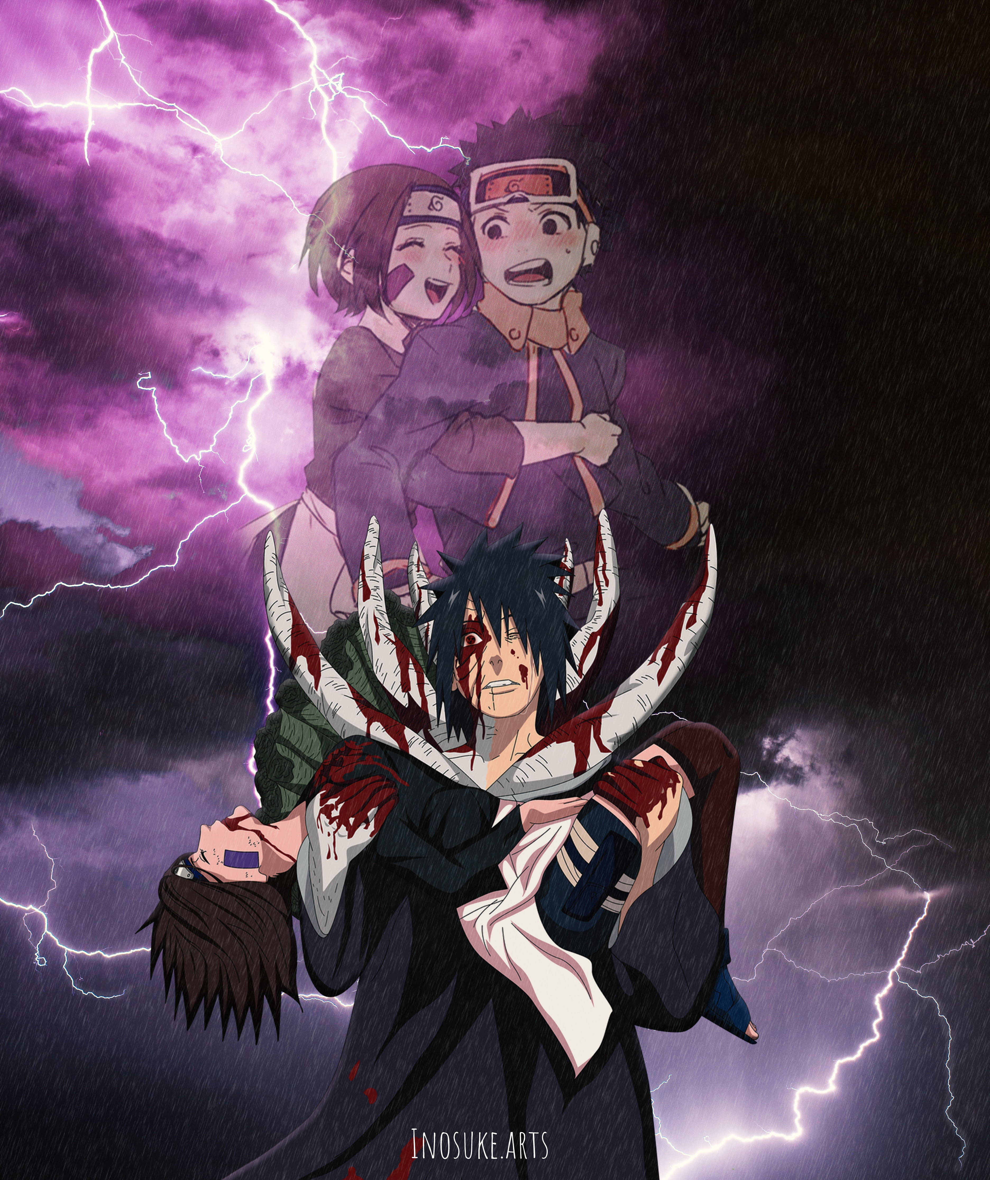 Obito Uchiha Nagluluksa kay Rin 4K Wallpaper