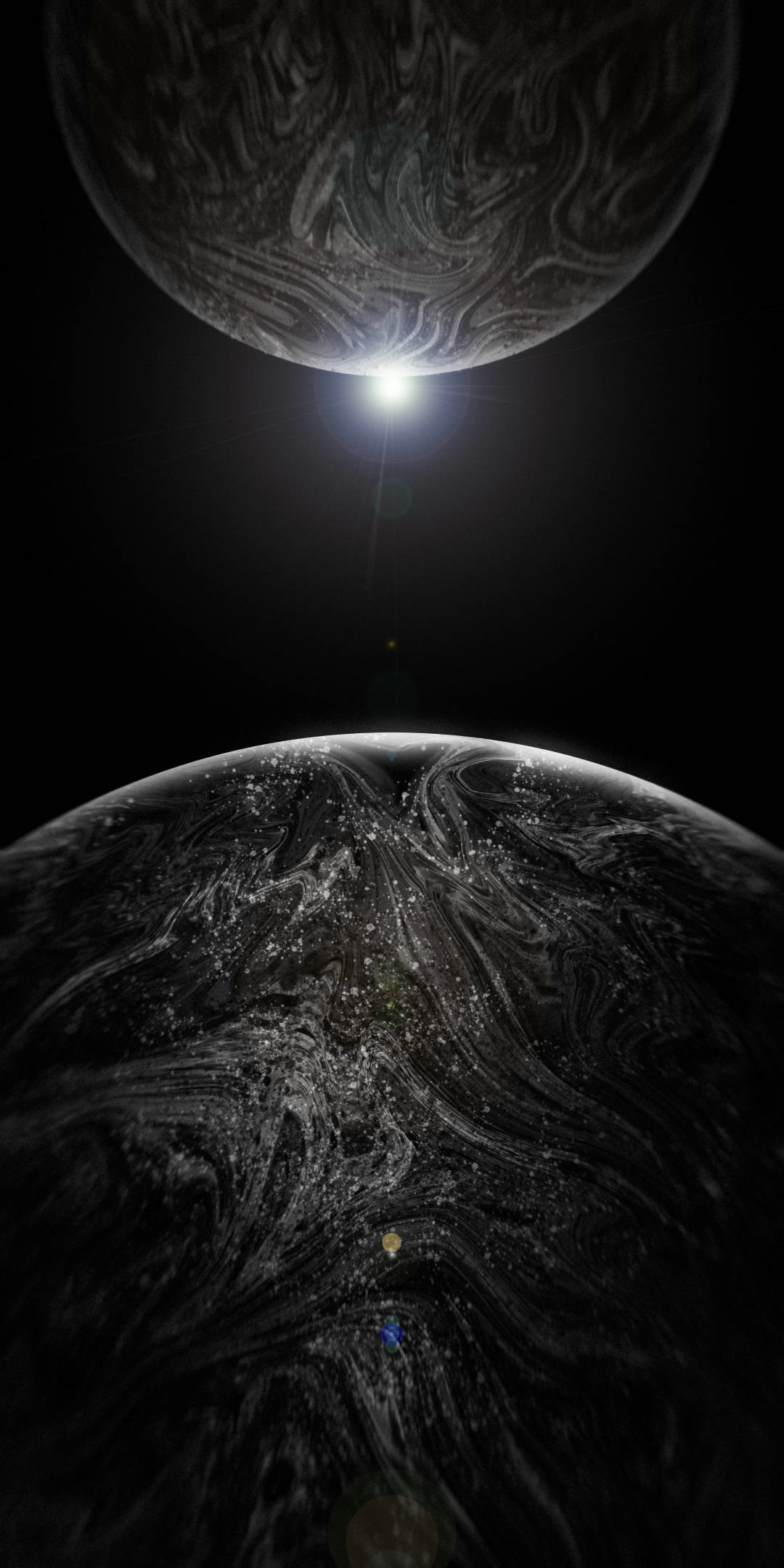 OLED Grey Planets para sa iPhone XS Max Wallpaper