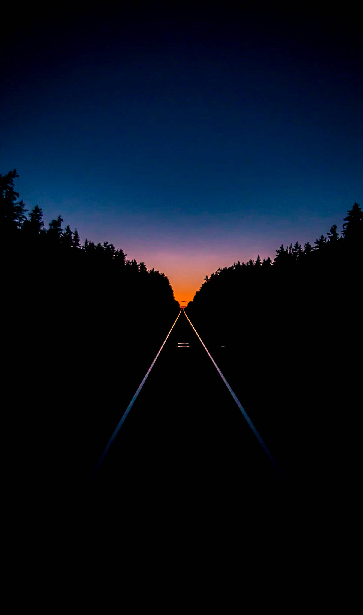 OLED Pagsikat ng Araw sa Daan Wallpaper