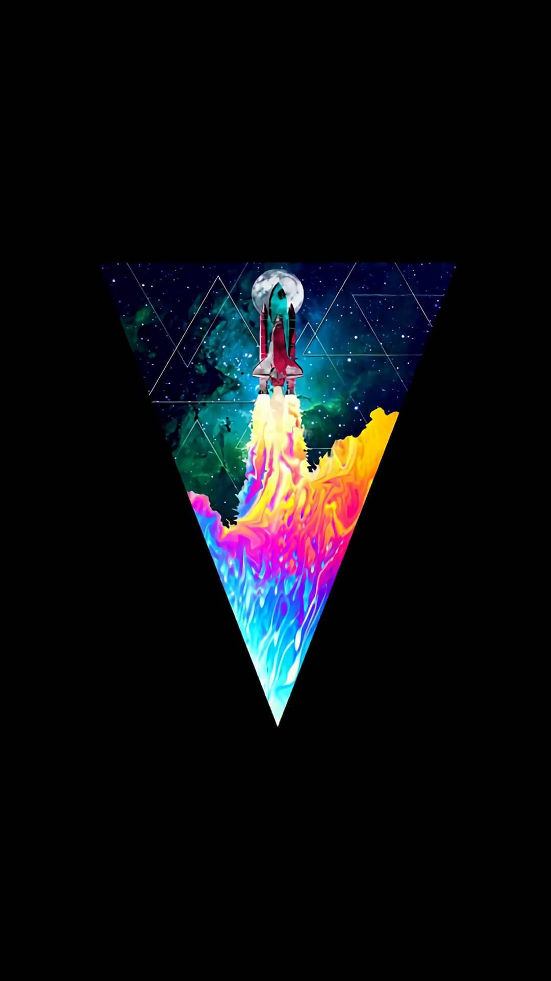 OLED Space Rocket Wallpaper