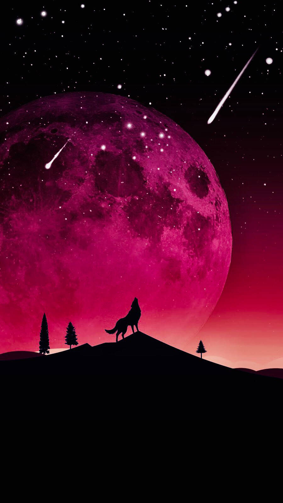 OLED Wolf Moon Wallpaper