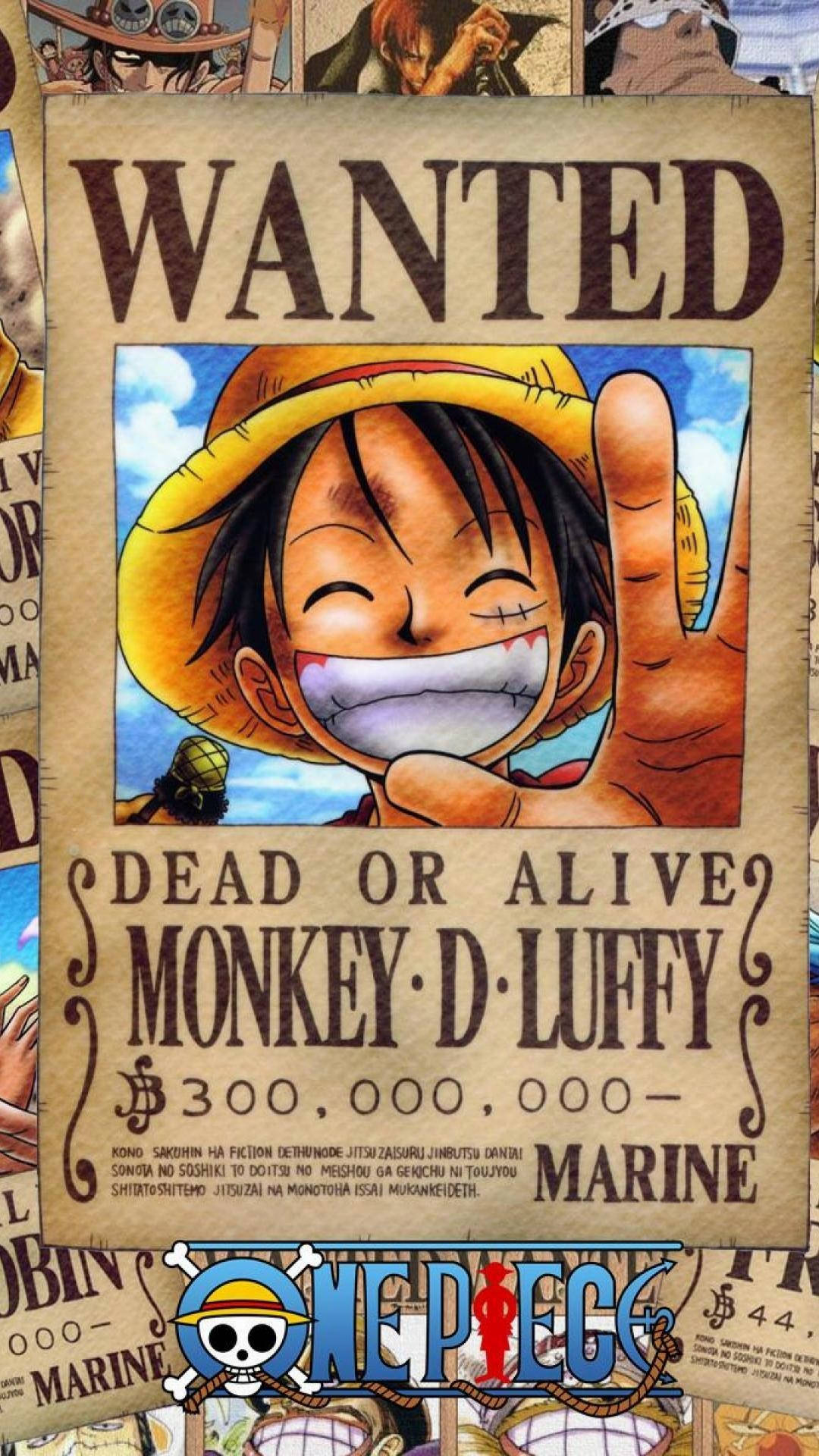 One Piece 4K Wanted Poster ni Luffy Wallpaper