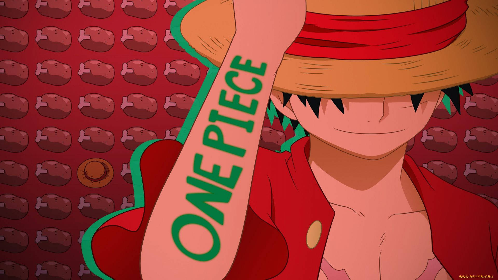 One Piece Desktop na Pattern ng Karne Wallpaper