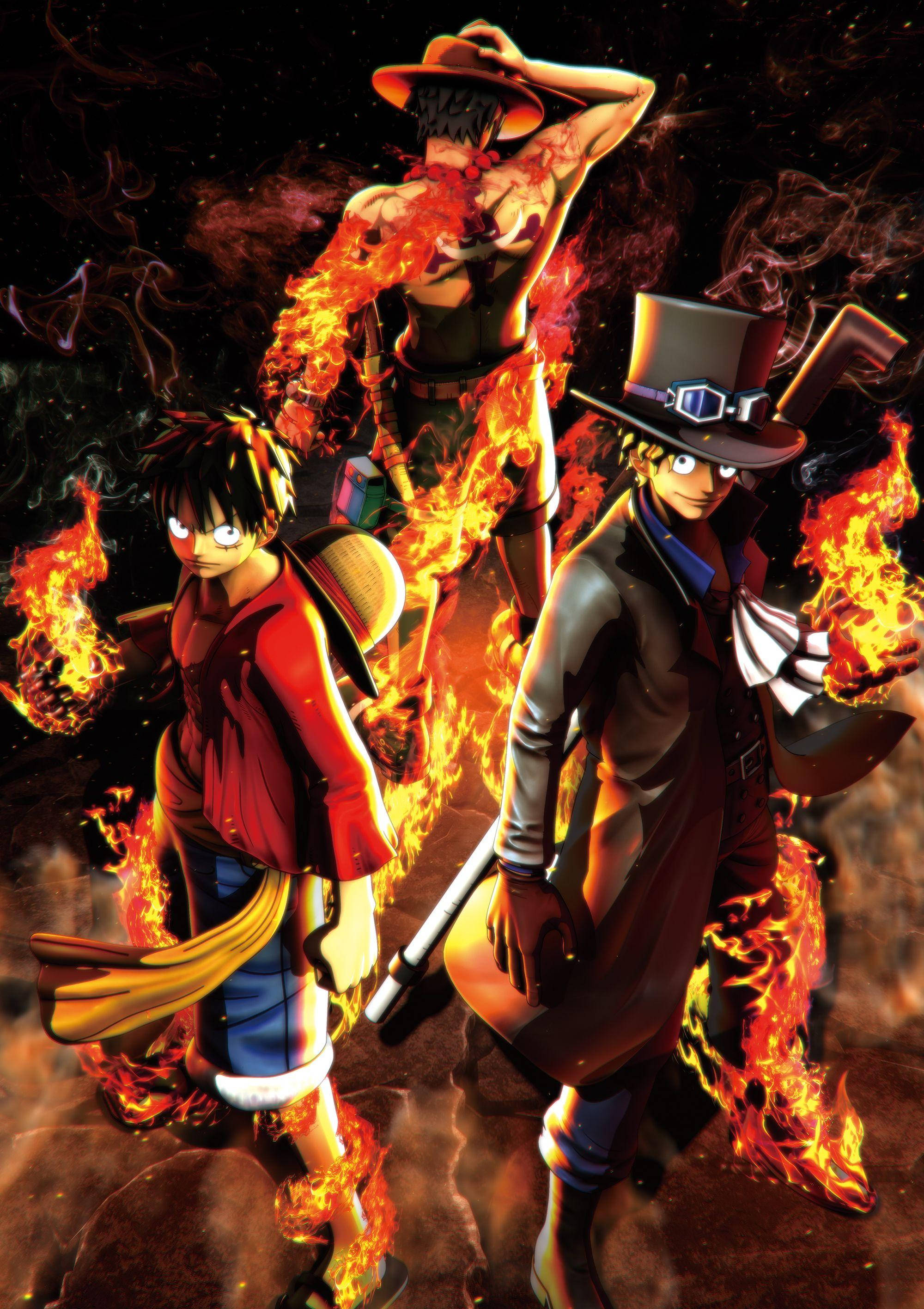 One Piece Live Luffy Kasama Sina Ace at Sabo Wallpaper