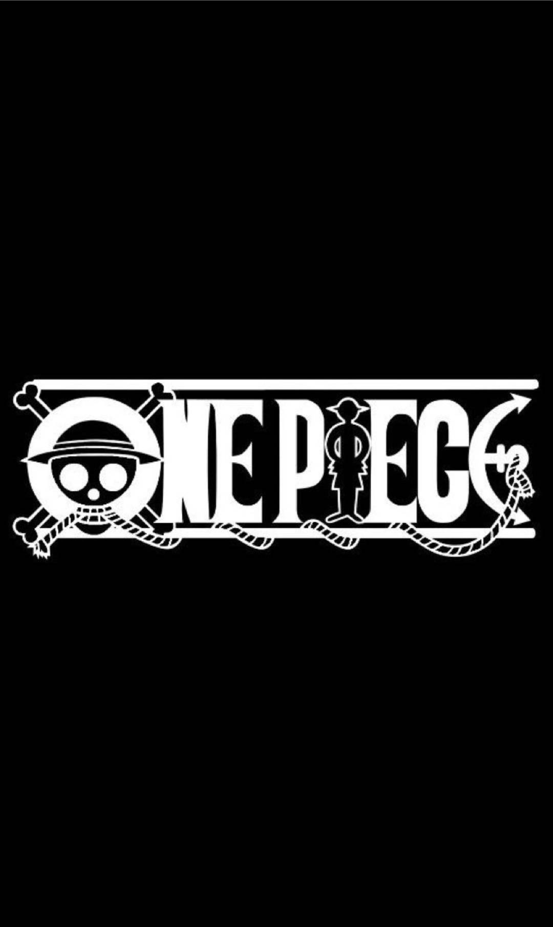 One Piece Logo sa Telepono sa Itim na Background Wallpaper
