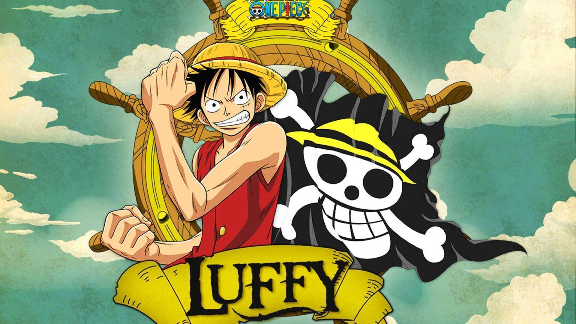 One Piece Luffy na may Watawat ni Chopper Wallpaper