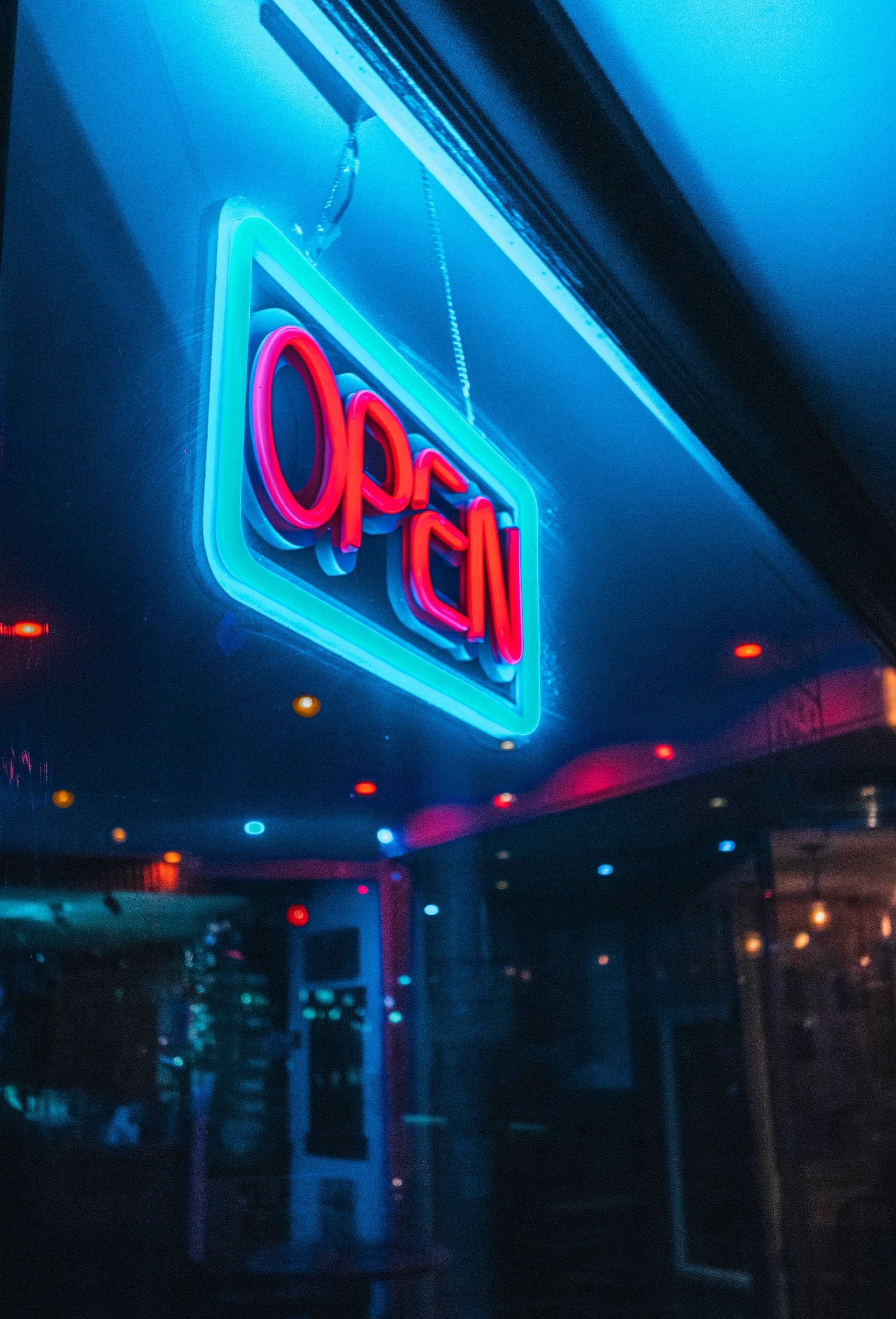 Open Neon Blue iPhone Wallpaper
