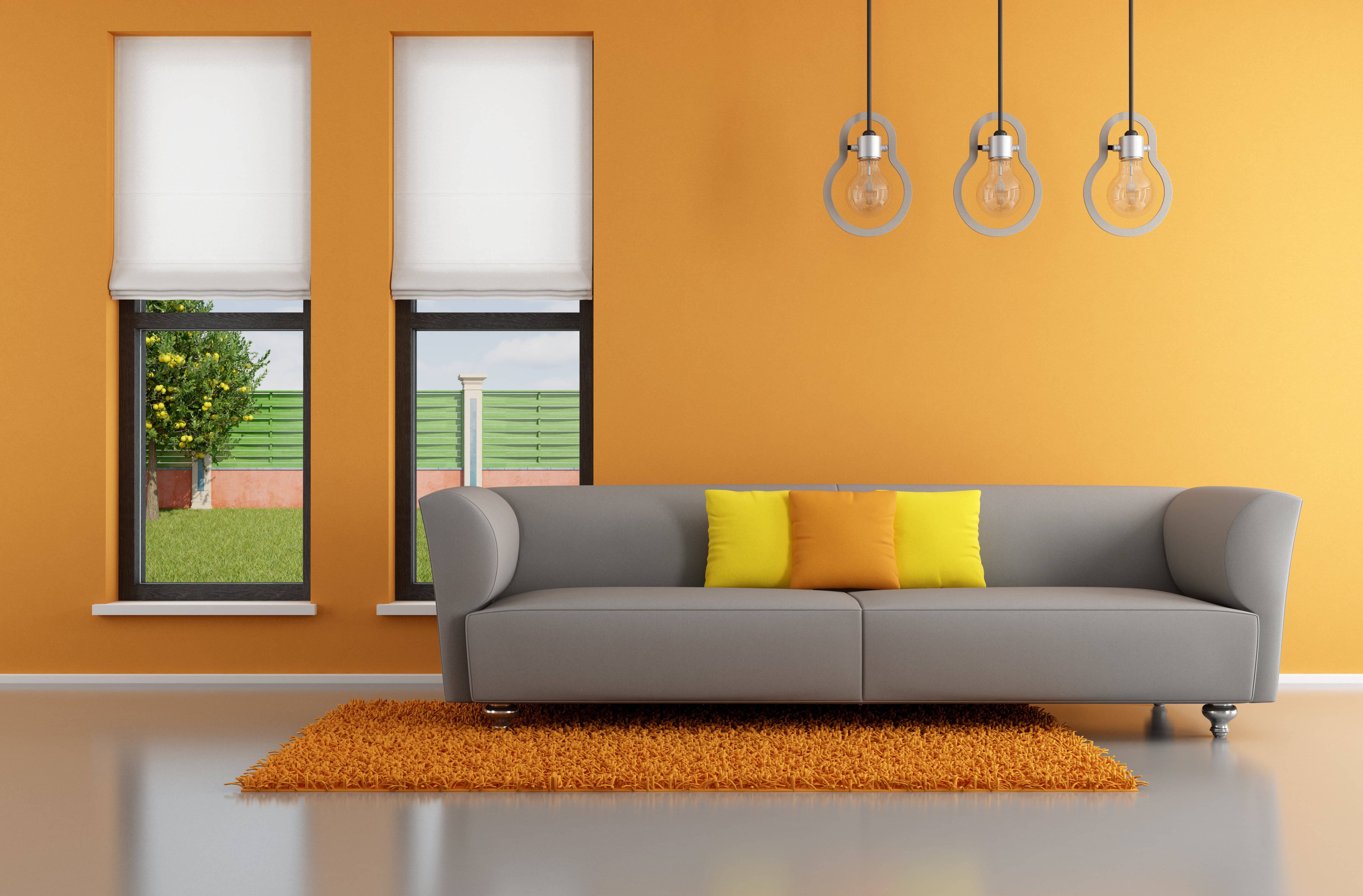 Orange Aesthetic na Living Area sa Bahay Wallpaper