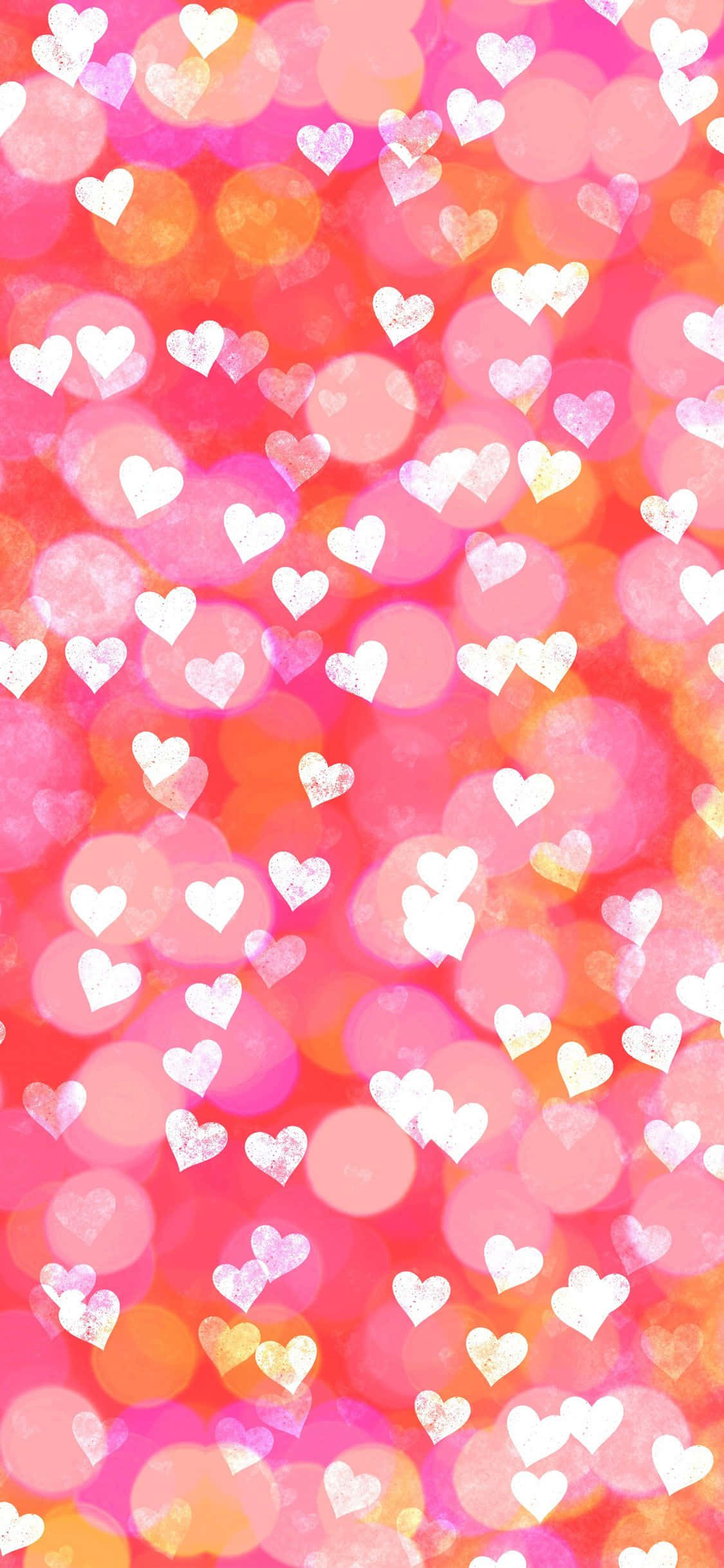 Orange And Pink Hearts iPhone Wallpaper