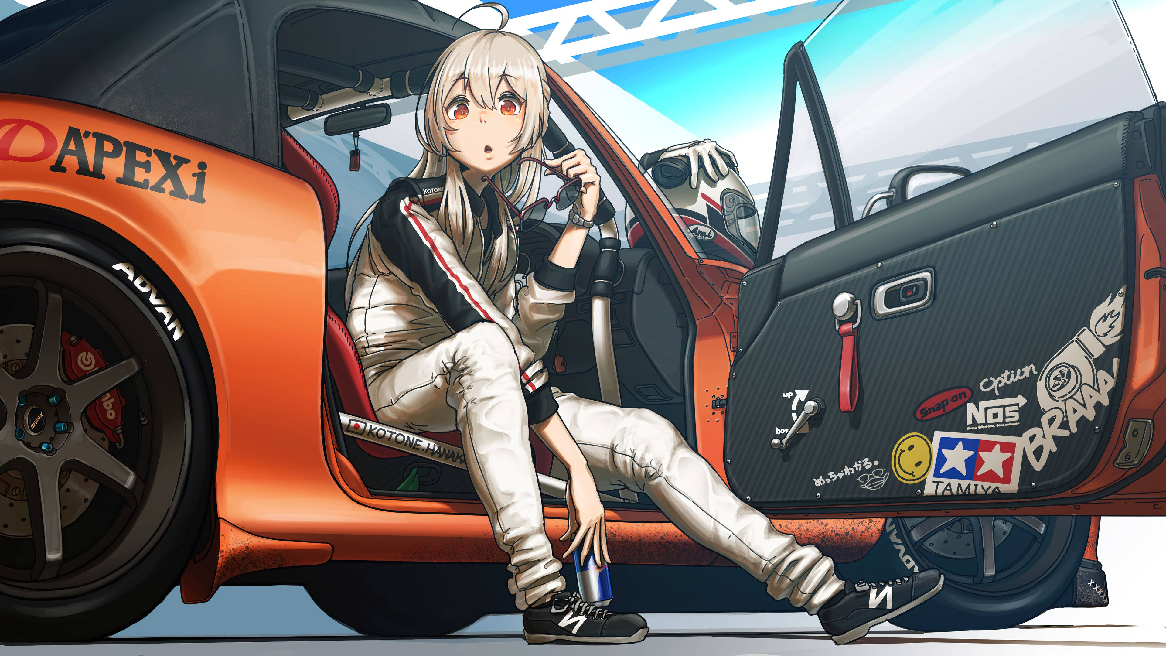 Orange na Toyota Supra Anime na Kotse Wallpaper