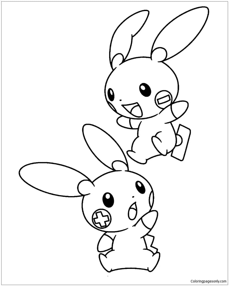 Outline ng Plusle at Minun Wallpaper