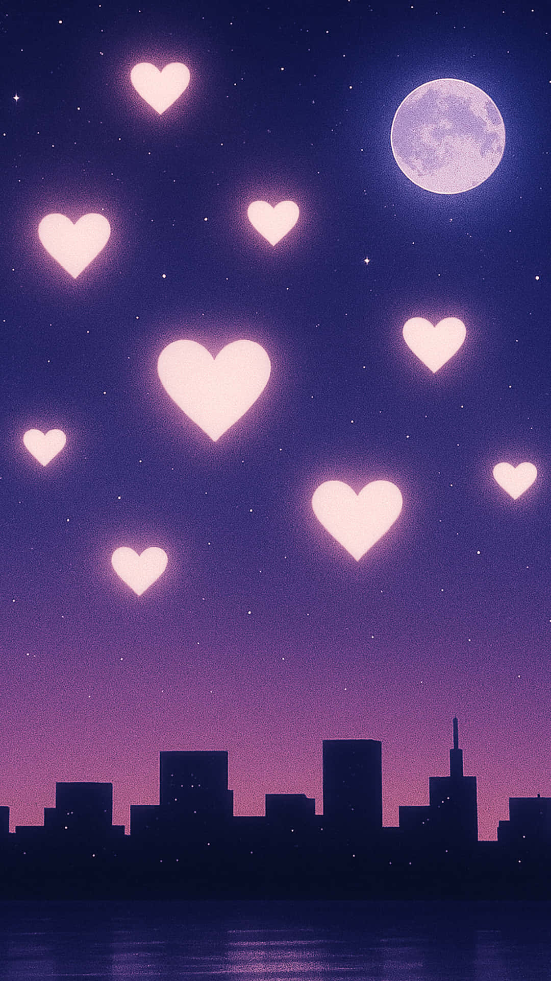 Pag-ibig sa Araw ng mga Puso kasama ang buwan Wallpaper