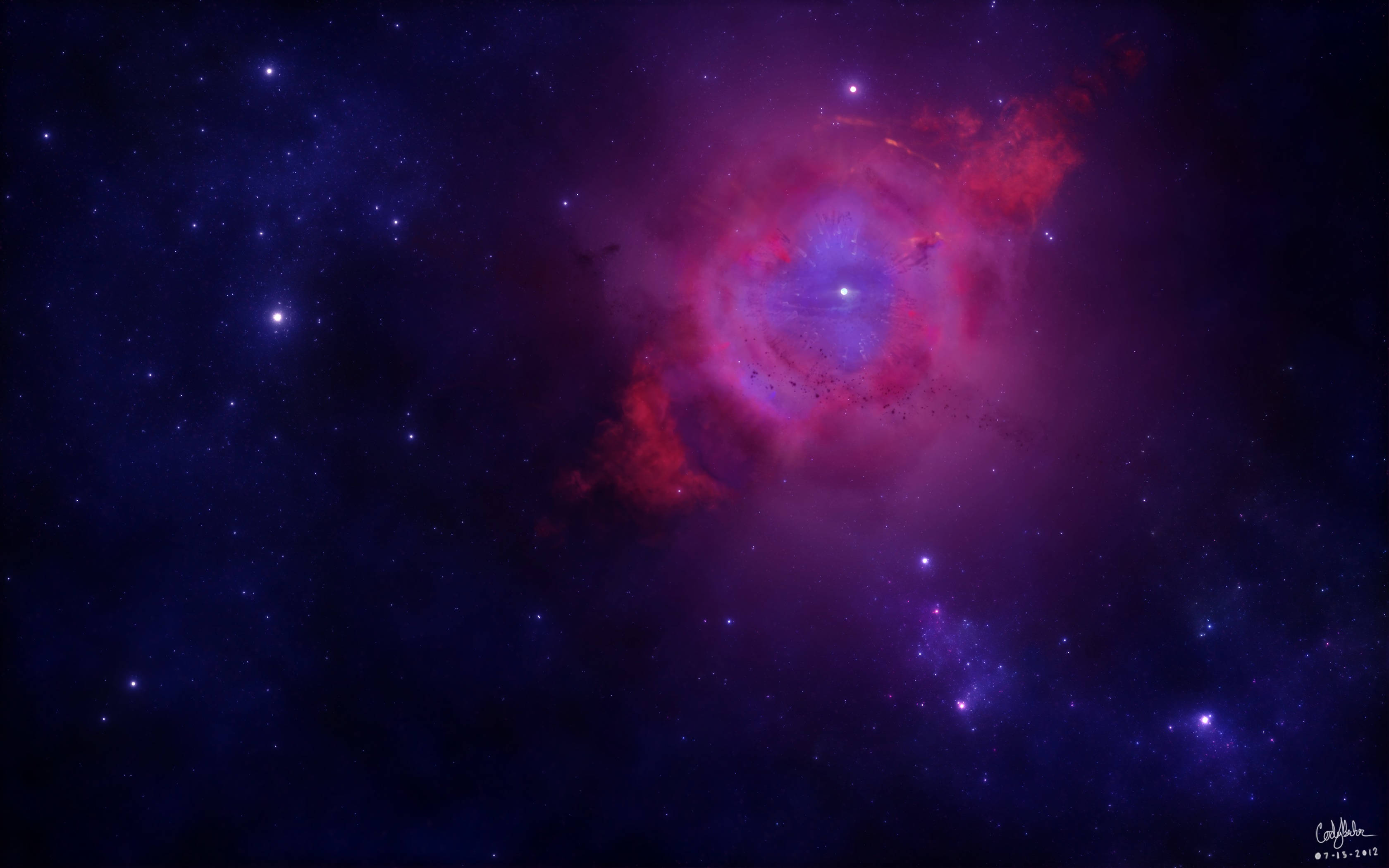 Paggalugad sa isang hindi makamundong purple galaxy nebula Wallpaper
