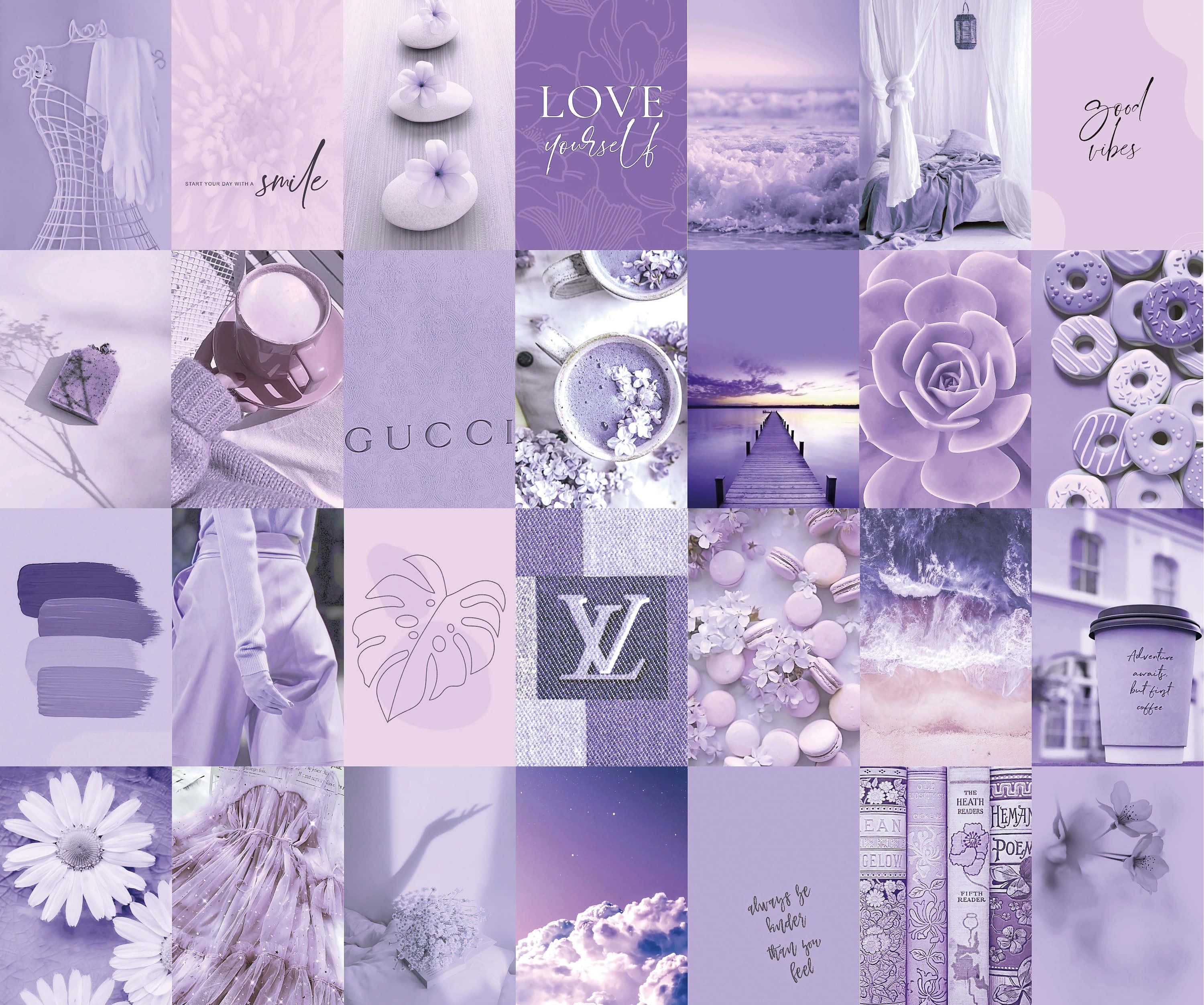 Paggalugad sa mahika ng Purple Collage Wallpaper