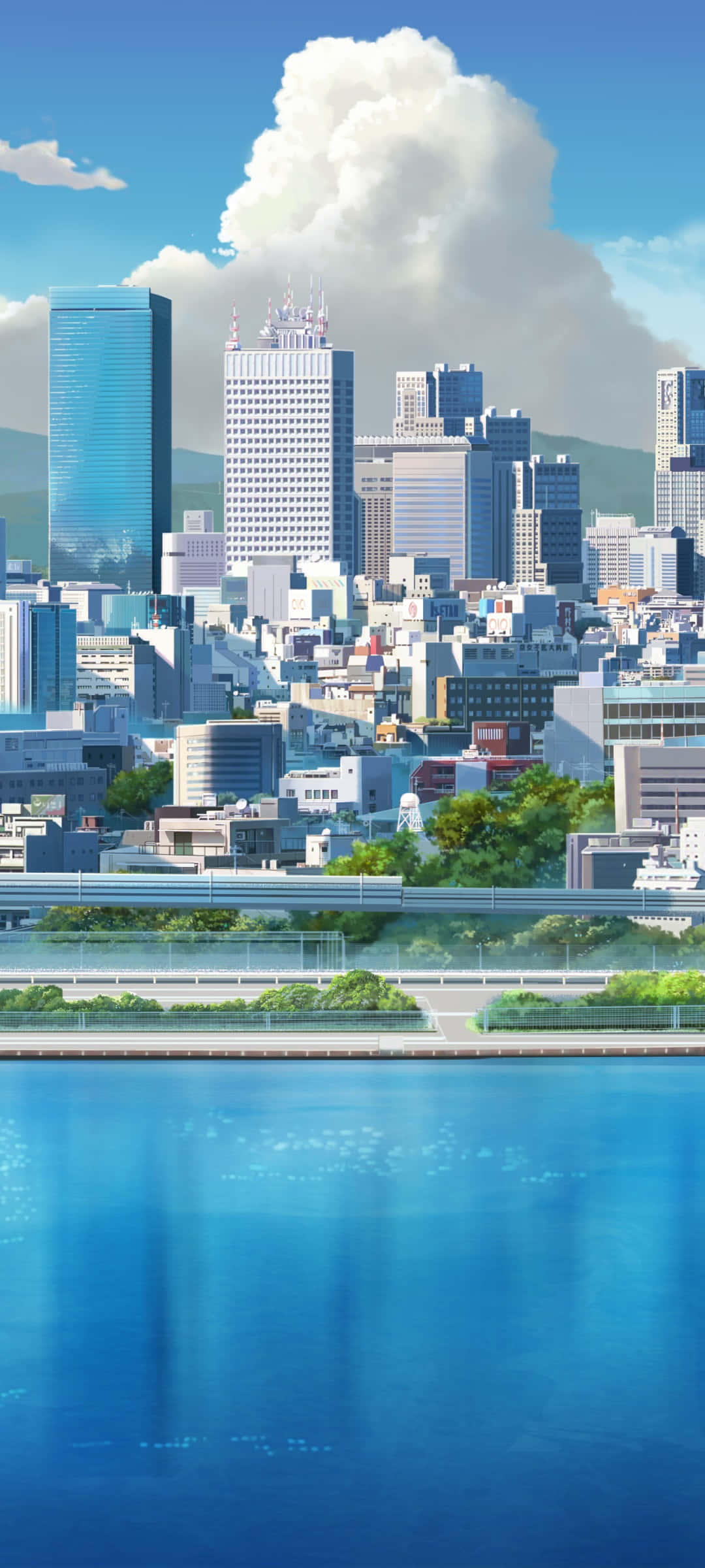 Paggalugad sa makulay na mga ilaw ng Anime City Wallpaper