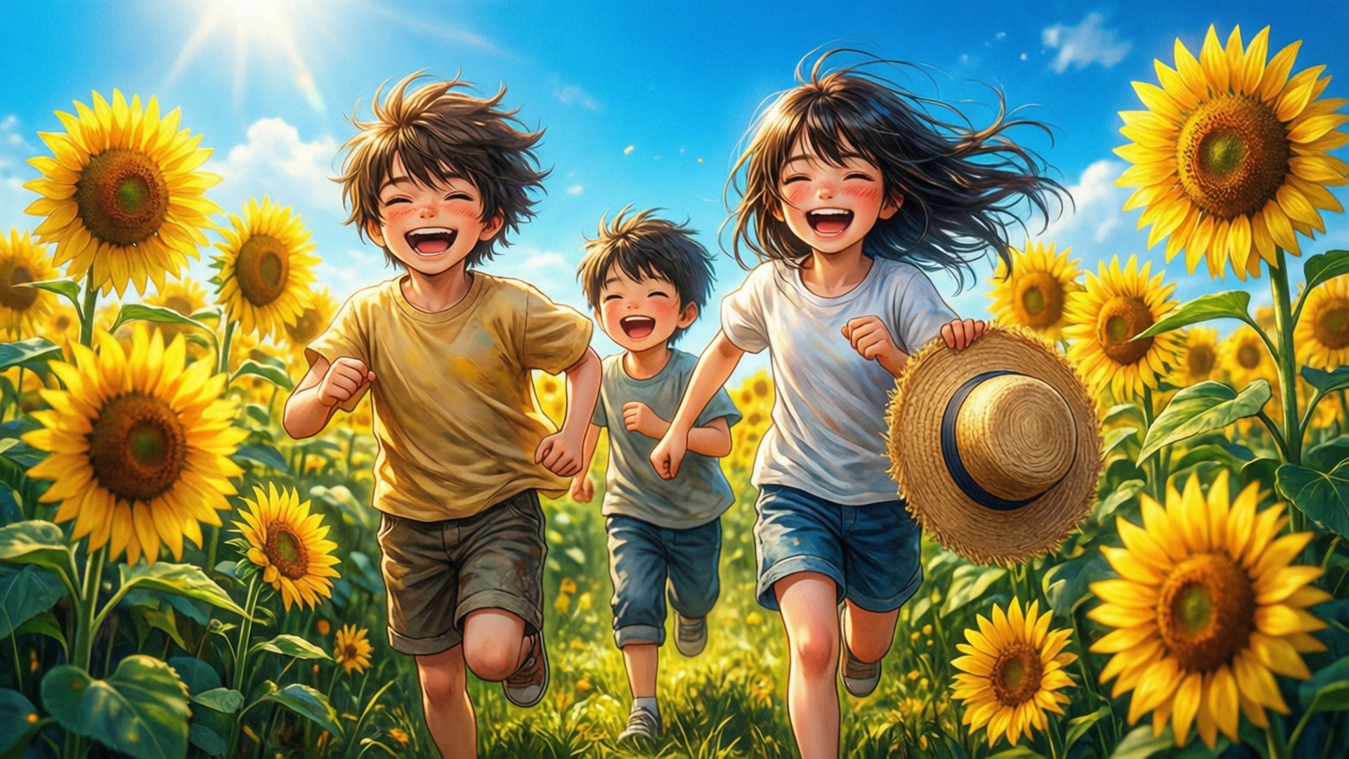 Paghahabol sa mga Sunflower Wallpaper