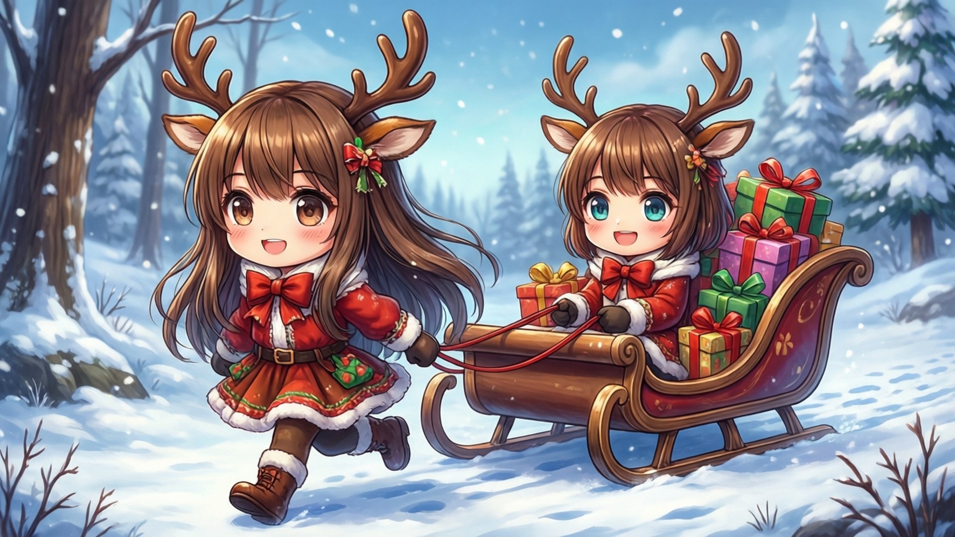 Paghahatid ng Regalo ng Reindeer Wallpaper