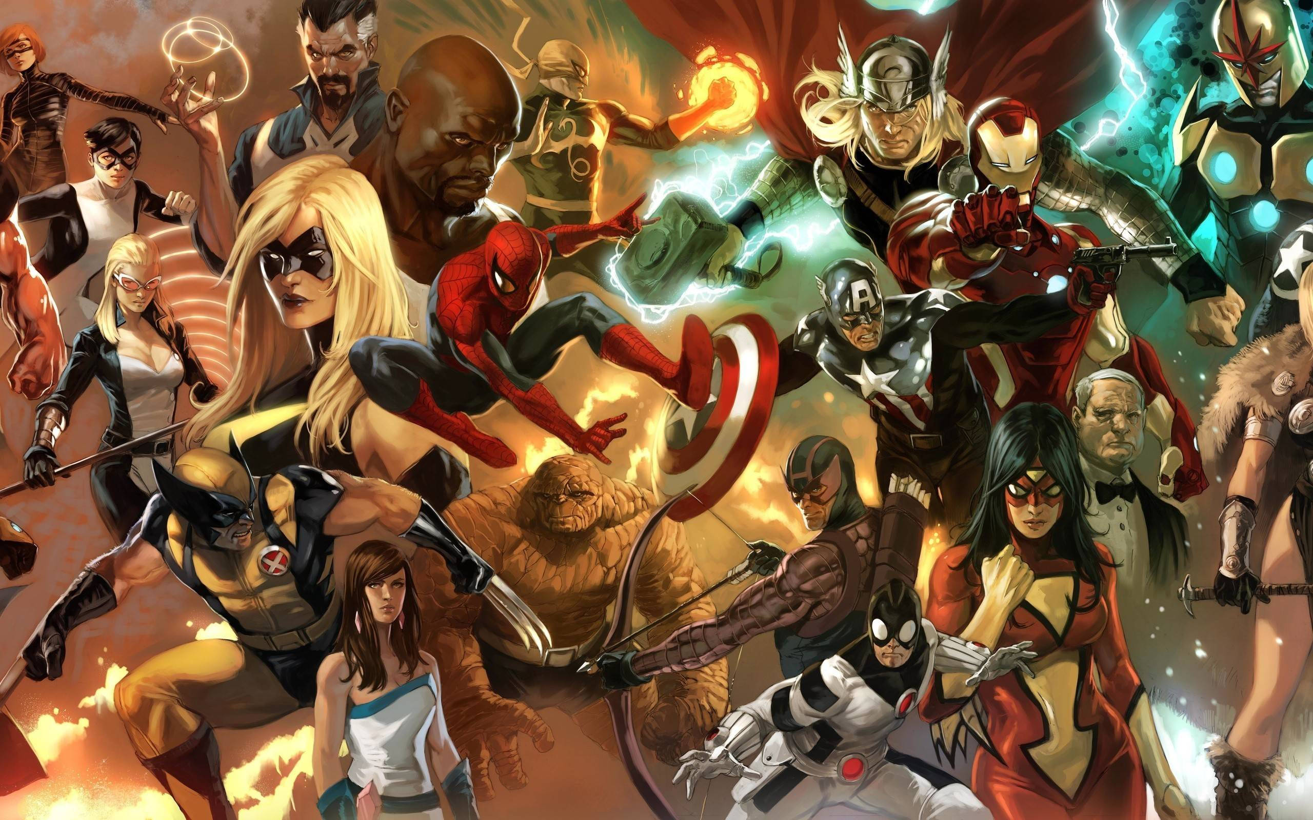 Pagkakaisa ng mga Marvel Superhero para iligtas ang mundo! Wallpaper