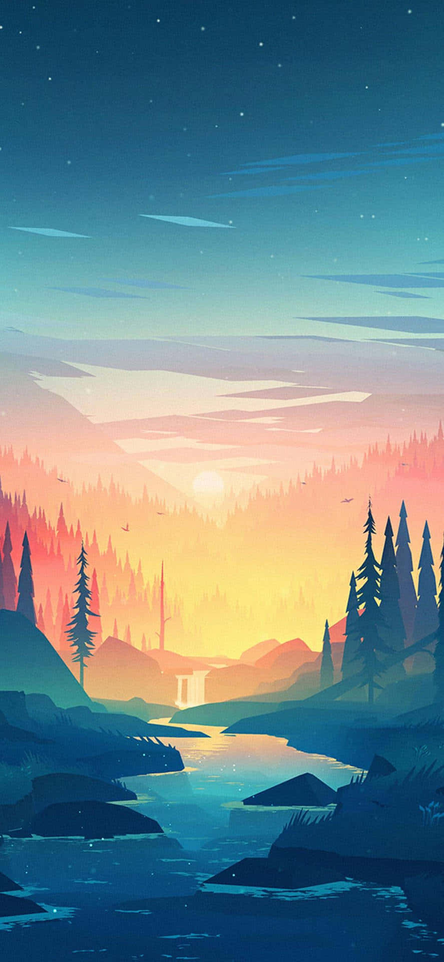 Paglubog ng Araw ng Kalikasan para sa Apple iPhone X Wallpaper