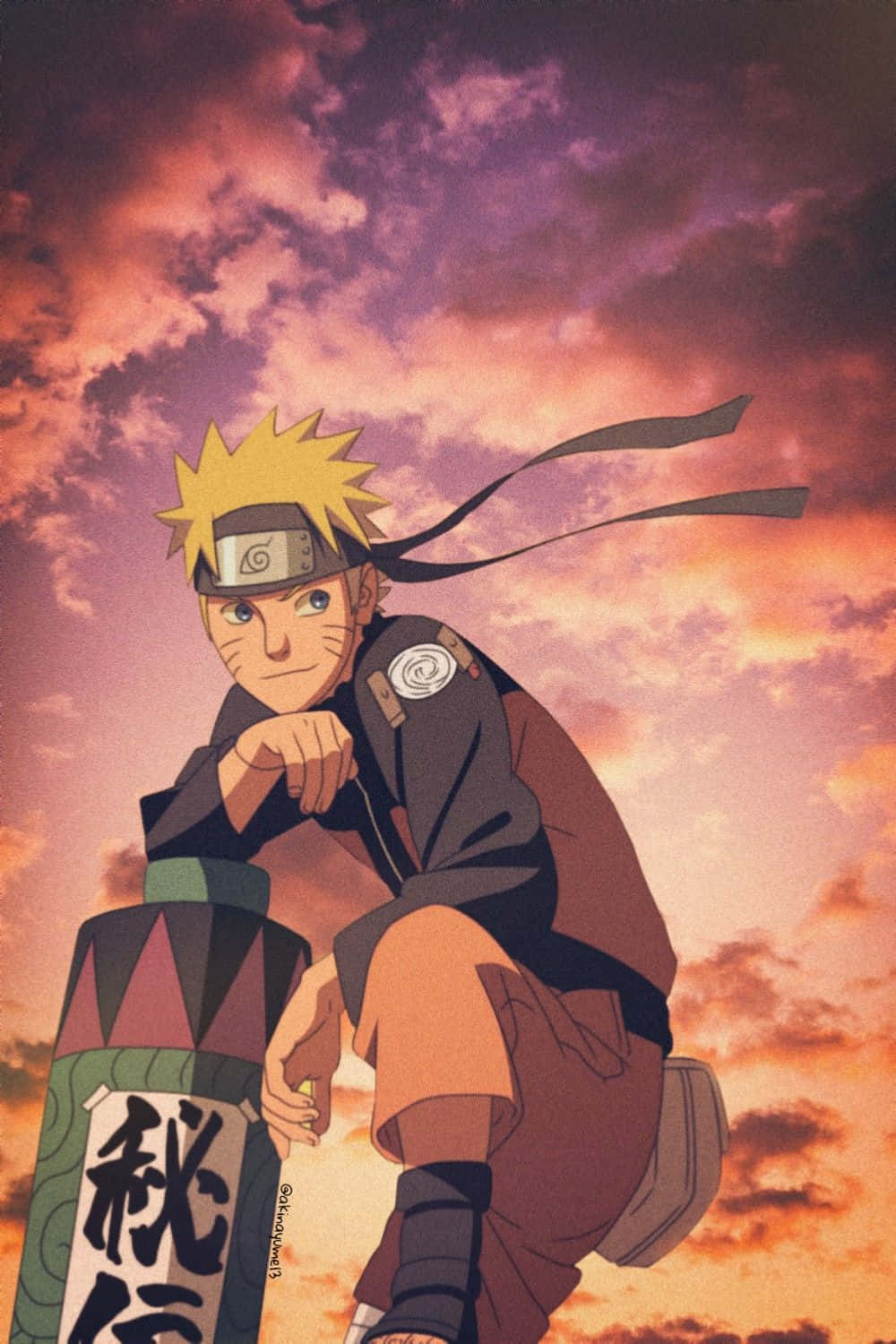 Paglubog ng Araw sa Likod ng Aesthetic Phone ni Naruto Wallpaper