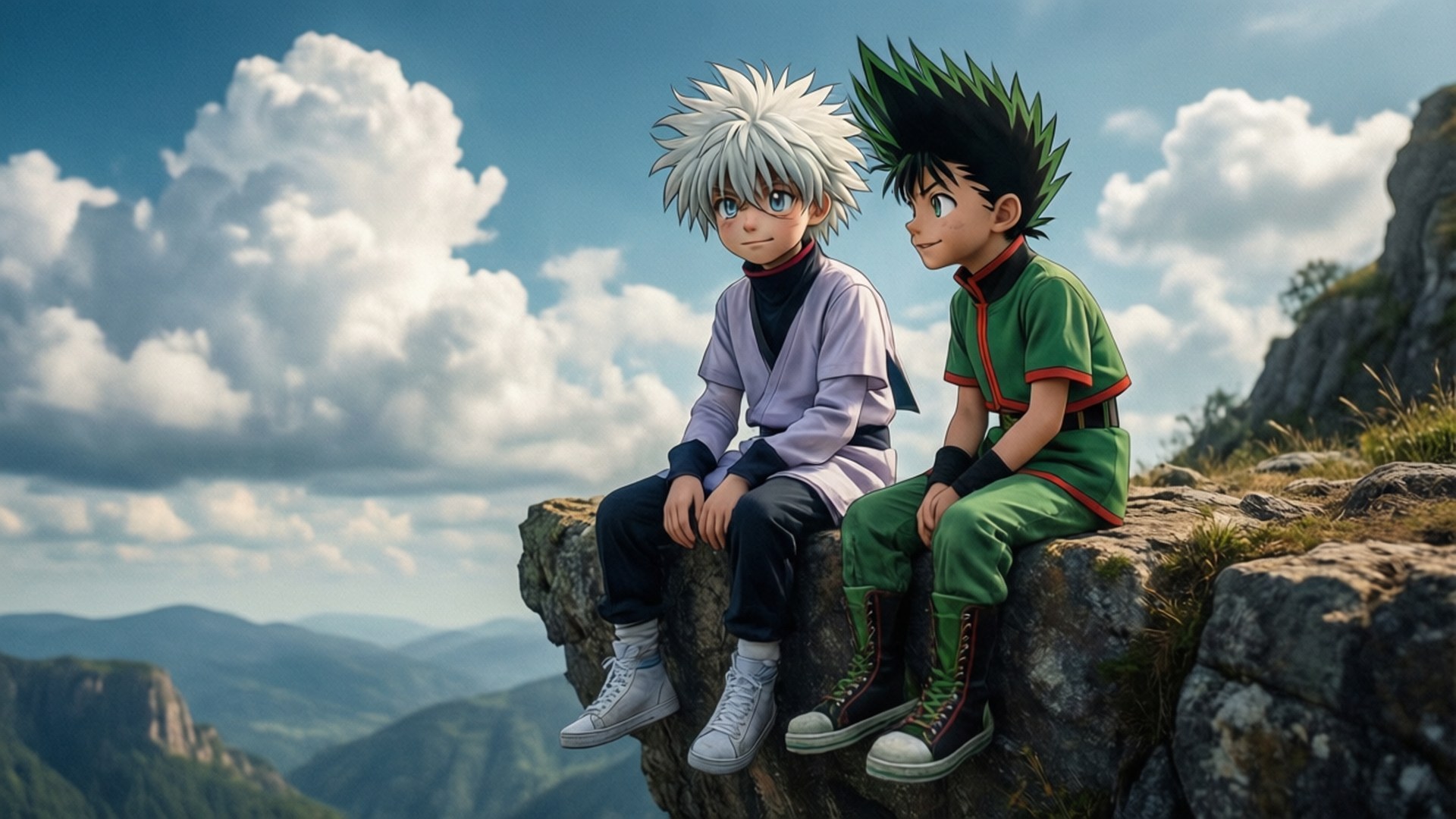 Pagmamasid ng Ulap nina Gon at Killua Wallpaper
