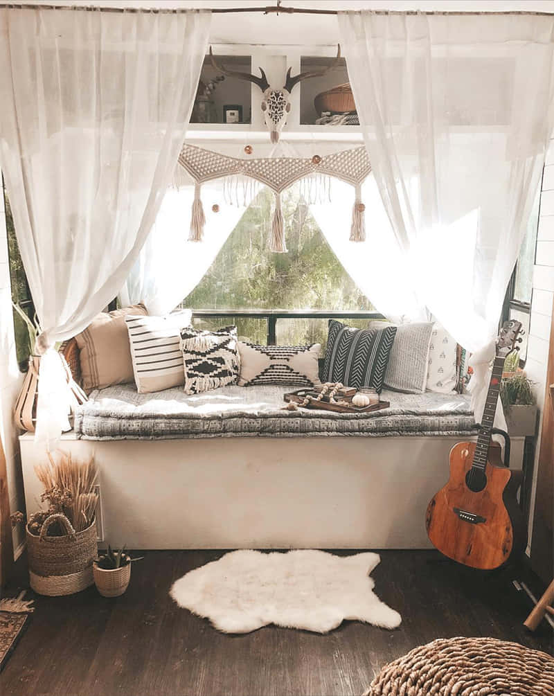 Pagmasdan ang Ganda ng Kalikasan sa Aesthetic Boho Garden na Ito Wallpaper