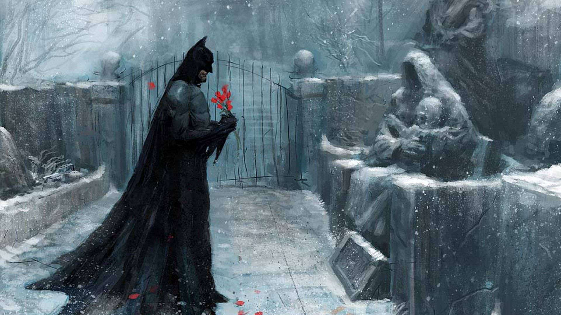 Pagpipinta ni Batman sa Sementeryo Wallpaper