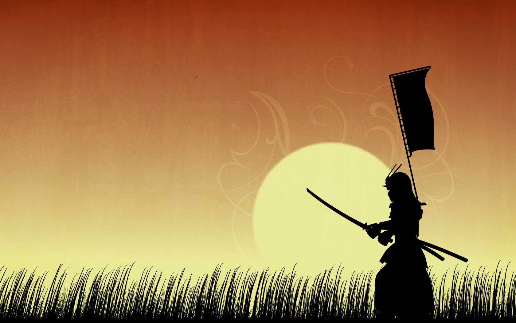Pagsasanay ng Samurai ng Hapon sa Damuhan Wallpaper