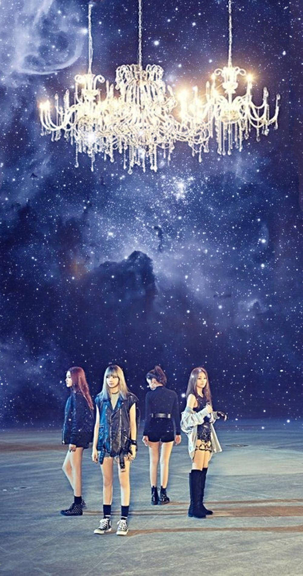Pagsikat ng Whistle at Chandelier ng Blackpink sa Galaxy Wallpaper