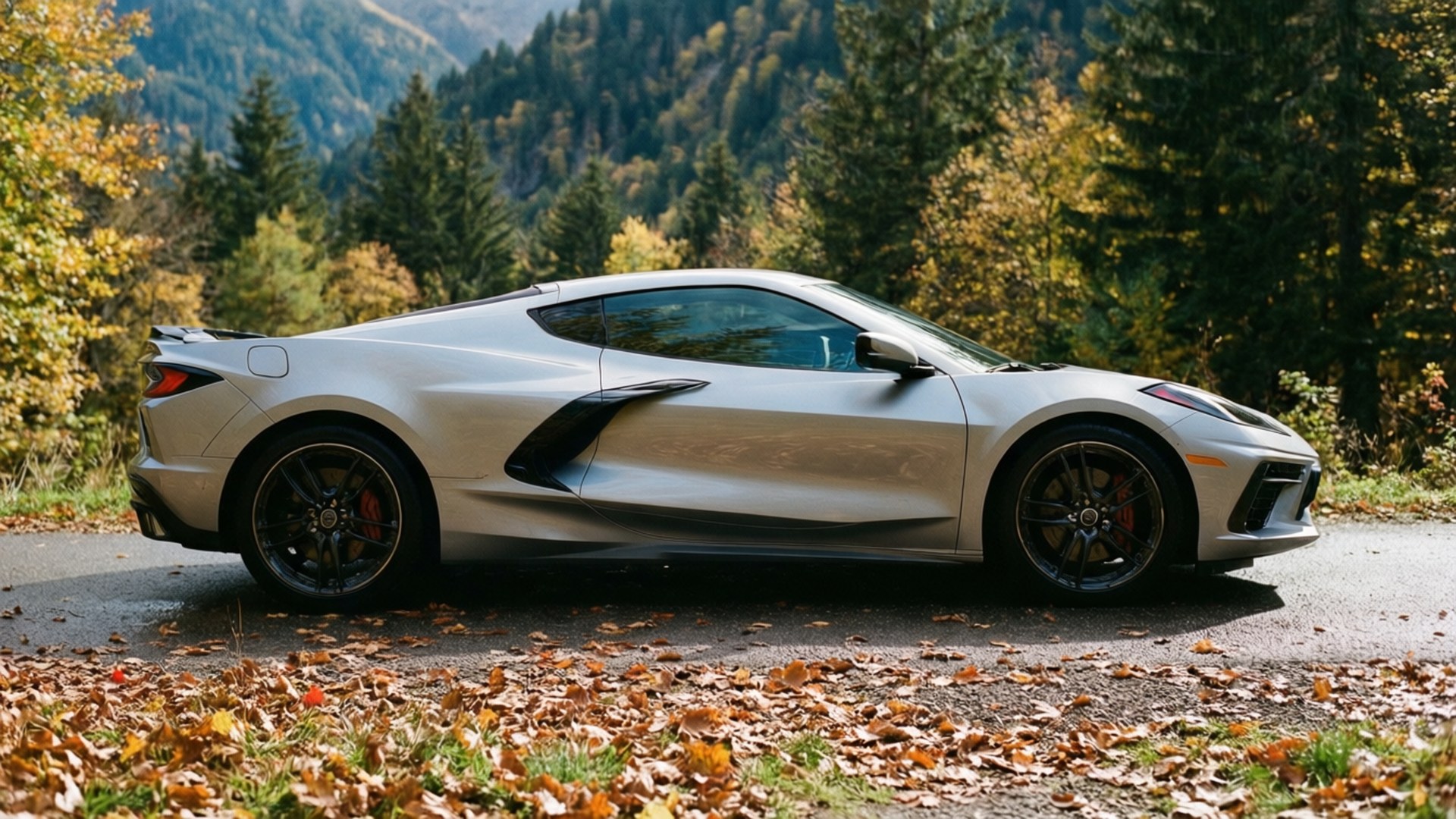 Pagtakbo ng Corvette sa Taglagas Wallpaper