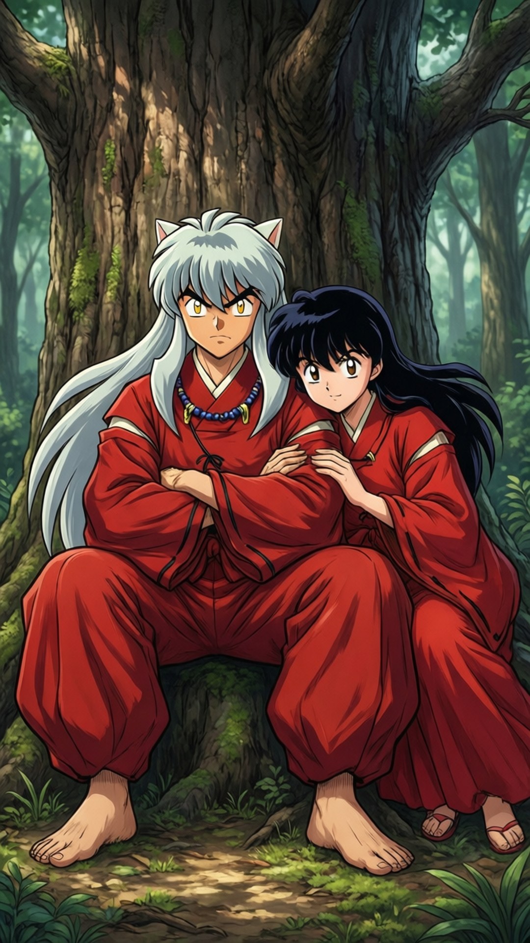 Pahinga nina Inuyasha at Kagome Wallpaper