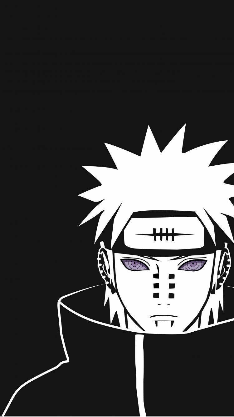 Pain Naruto Anime Itim at Puti iPhone Wallpaper