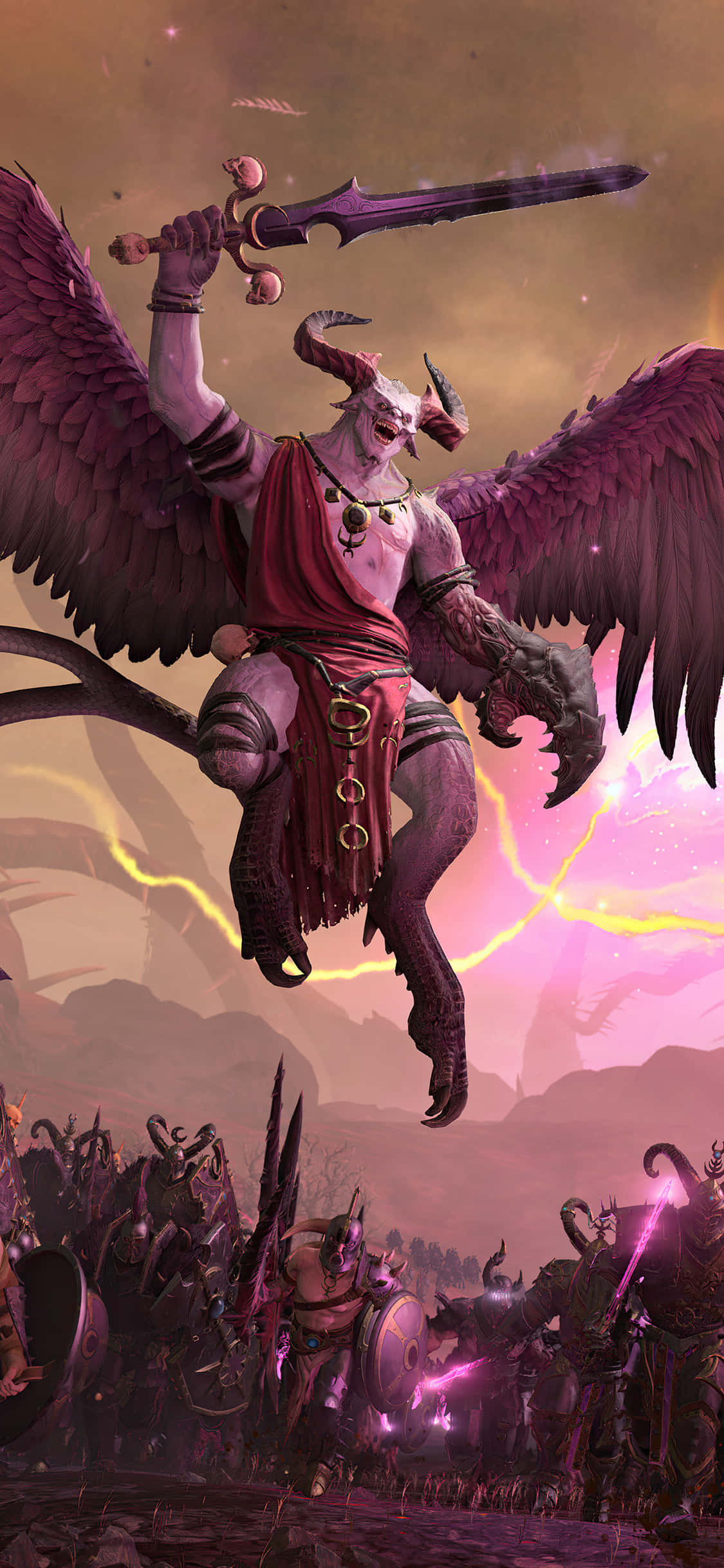 Pamayag ang Apoy at Asupre sa Iyong mga Kaaway gamit ang iPhone X Total War Warhammer Game Wallpaper