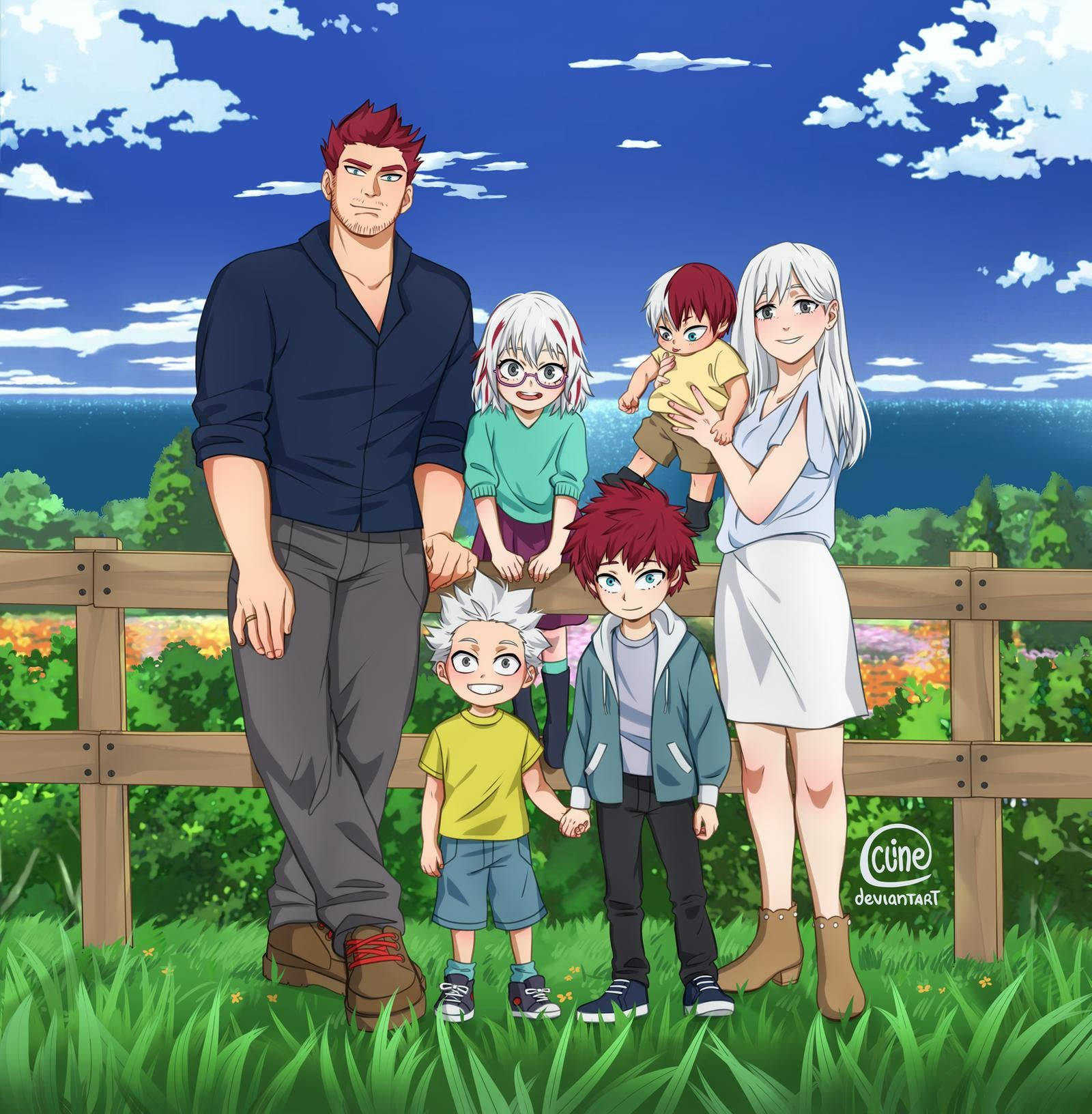 Pamilya Todoroki na Likuran ng Kalikasan Wallpaper
