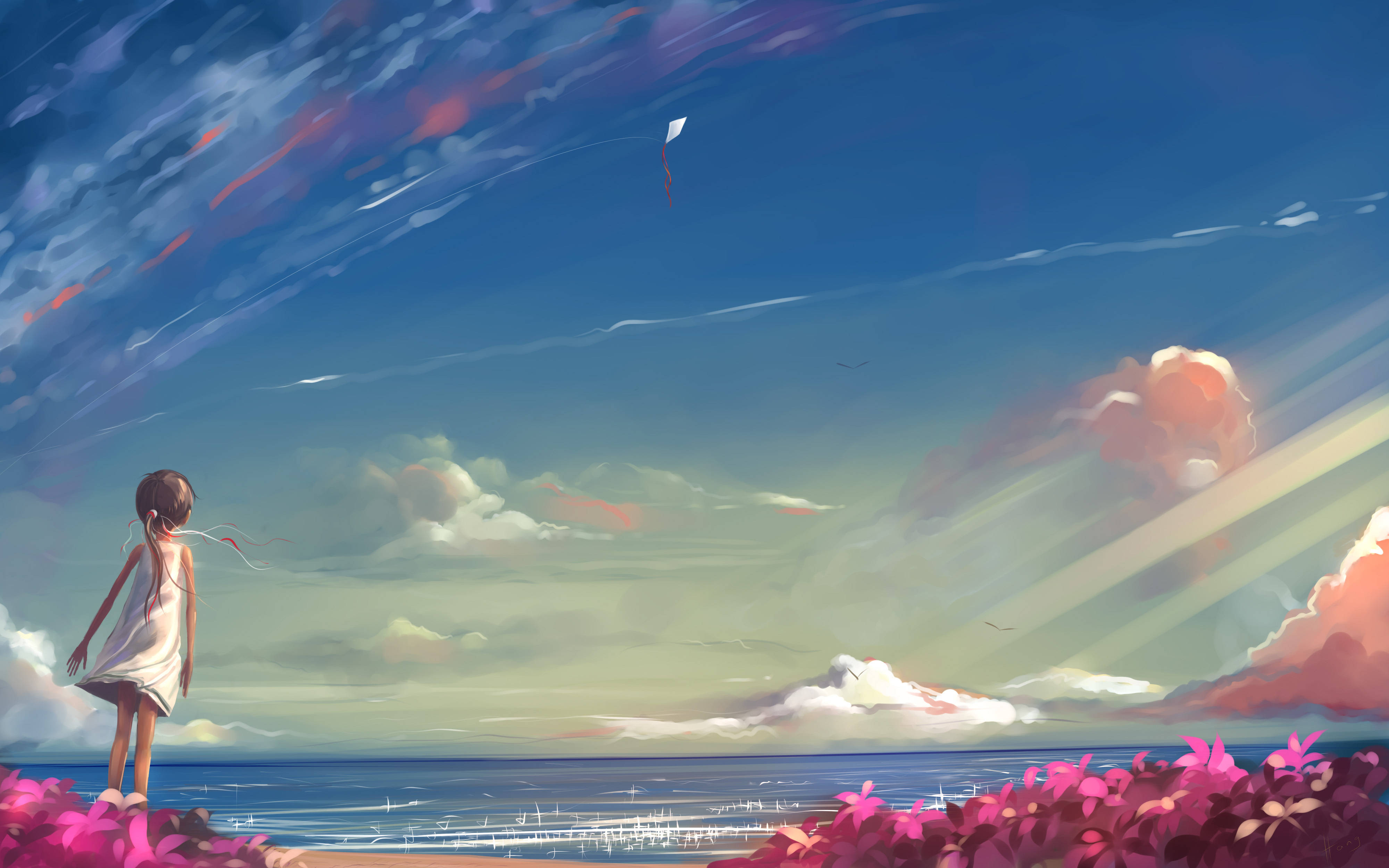 Panaginip na Tanawin ng Karagatan Anime 4K Wallpaper