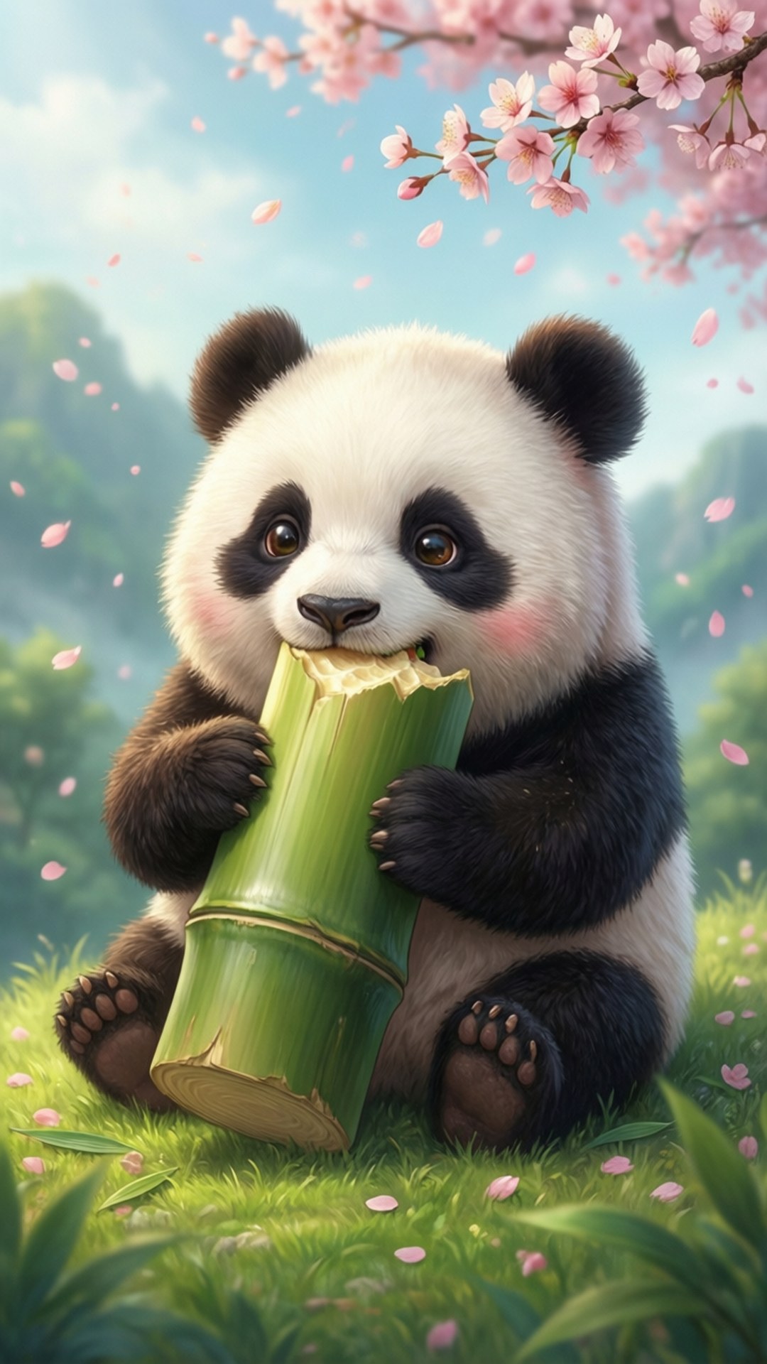 Panda Kumakain ng Kawayan Wallpaper