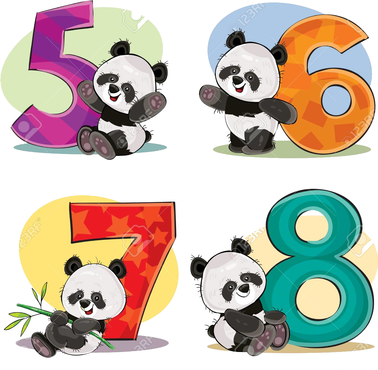 Panda_ Mga_Bilang_5_hanggang_8 Wallpaper