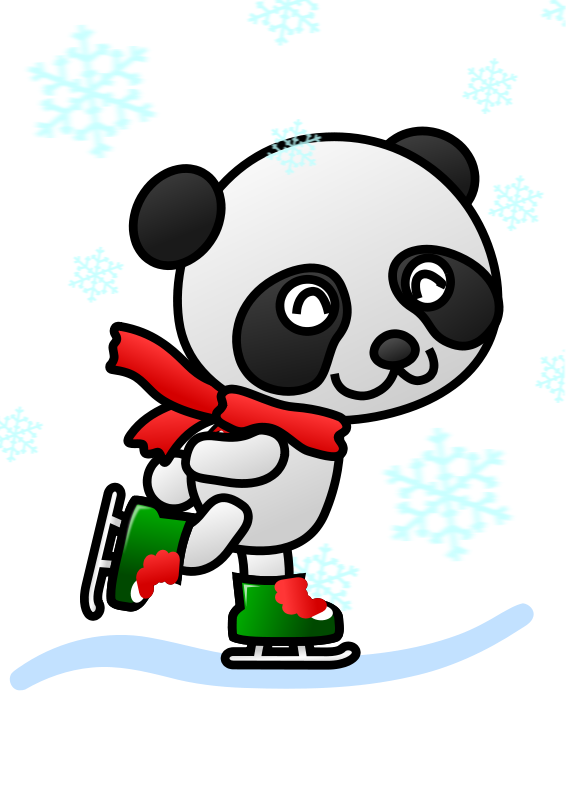 Panda na Nag-iiskate sa Winter Wonderland Wallpaper