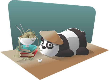 Panda Nag-aaral na may Noodles Wallpaper