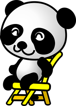 Panda Nag-iisip sa Graphic ng Upuan Wallpaper