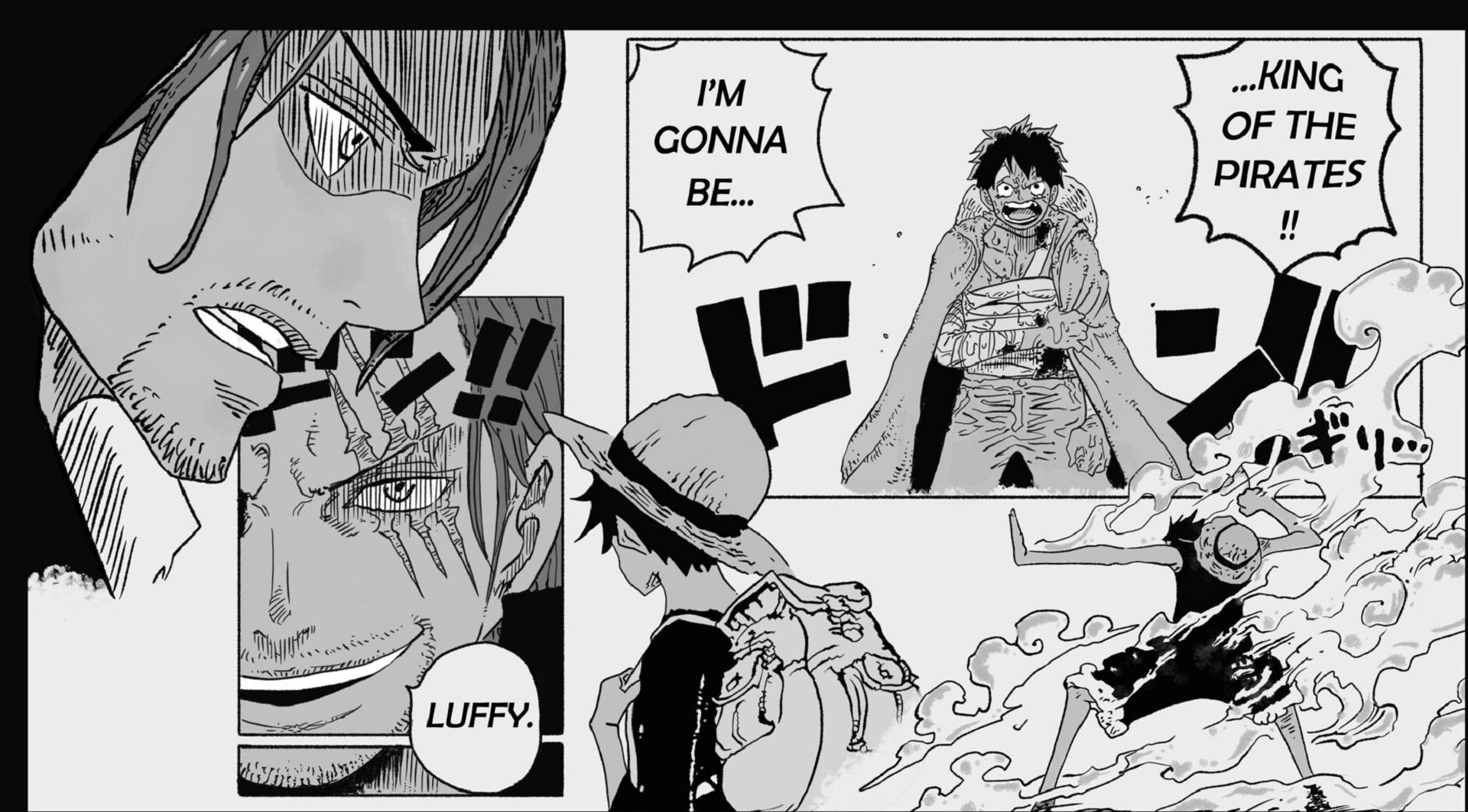 Panel ng Manga nina Luffy at Shanks Wallpaper