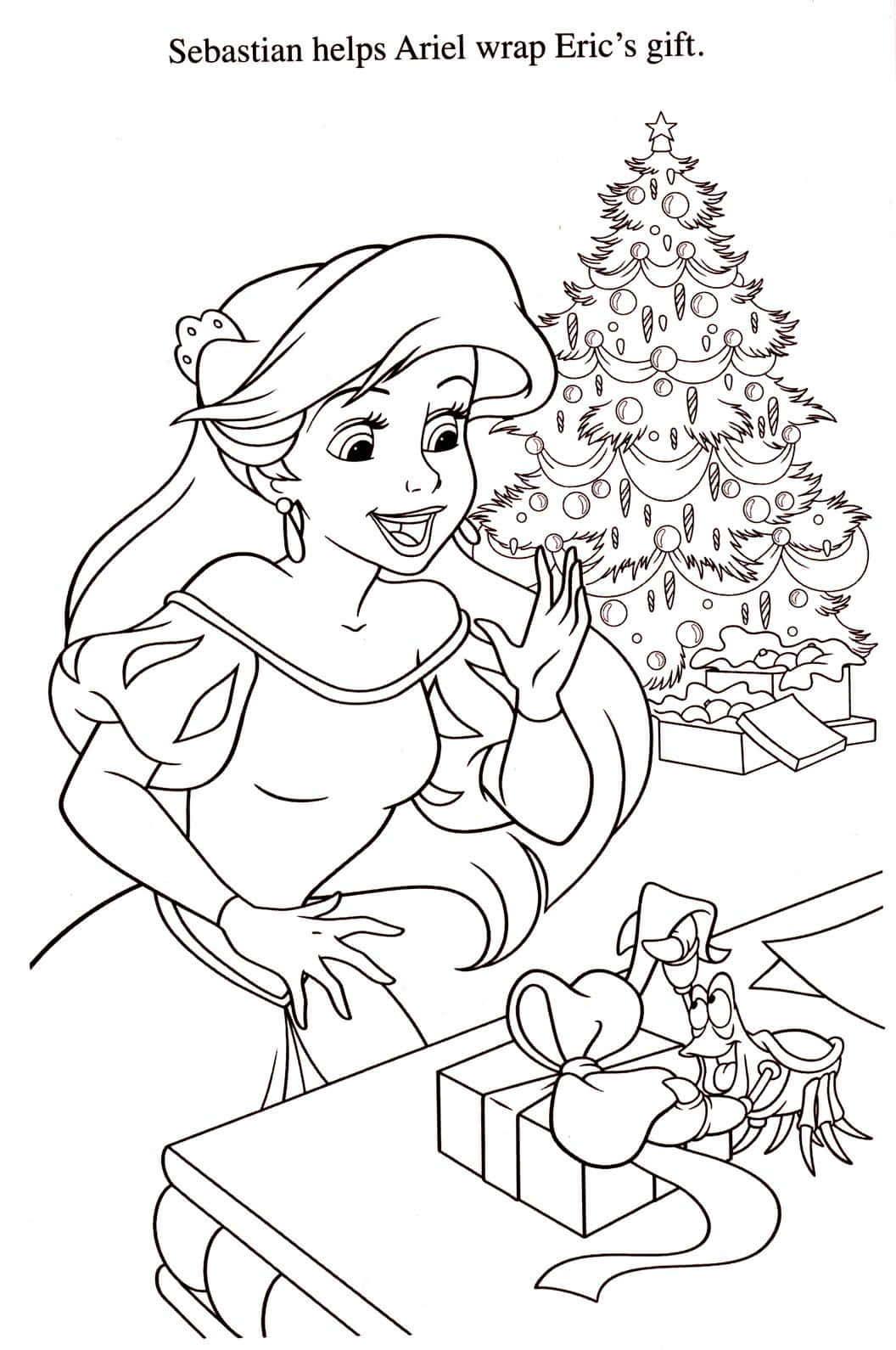 Pangkulay na Larawan ni Ariel para sa Pasko Wallpaper