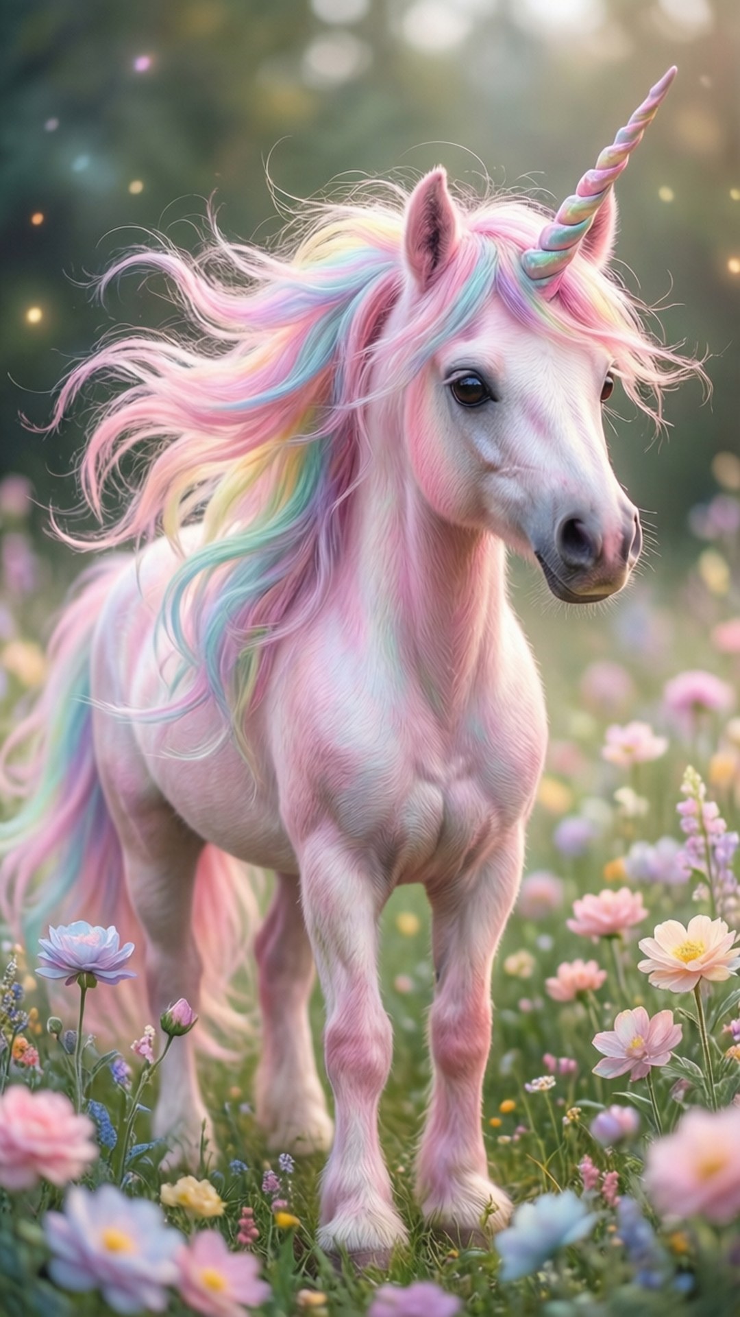 Pantasyang Pastel na Unicorn Wallpaper