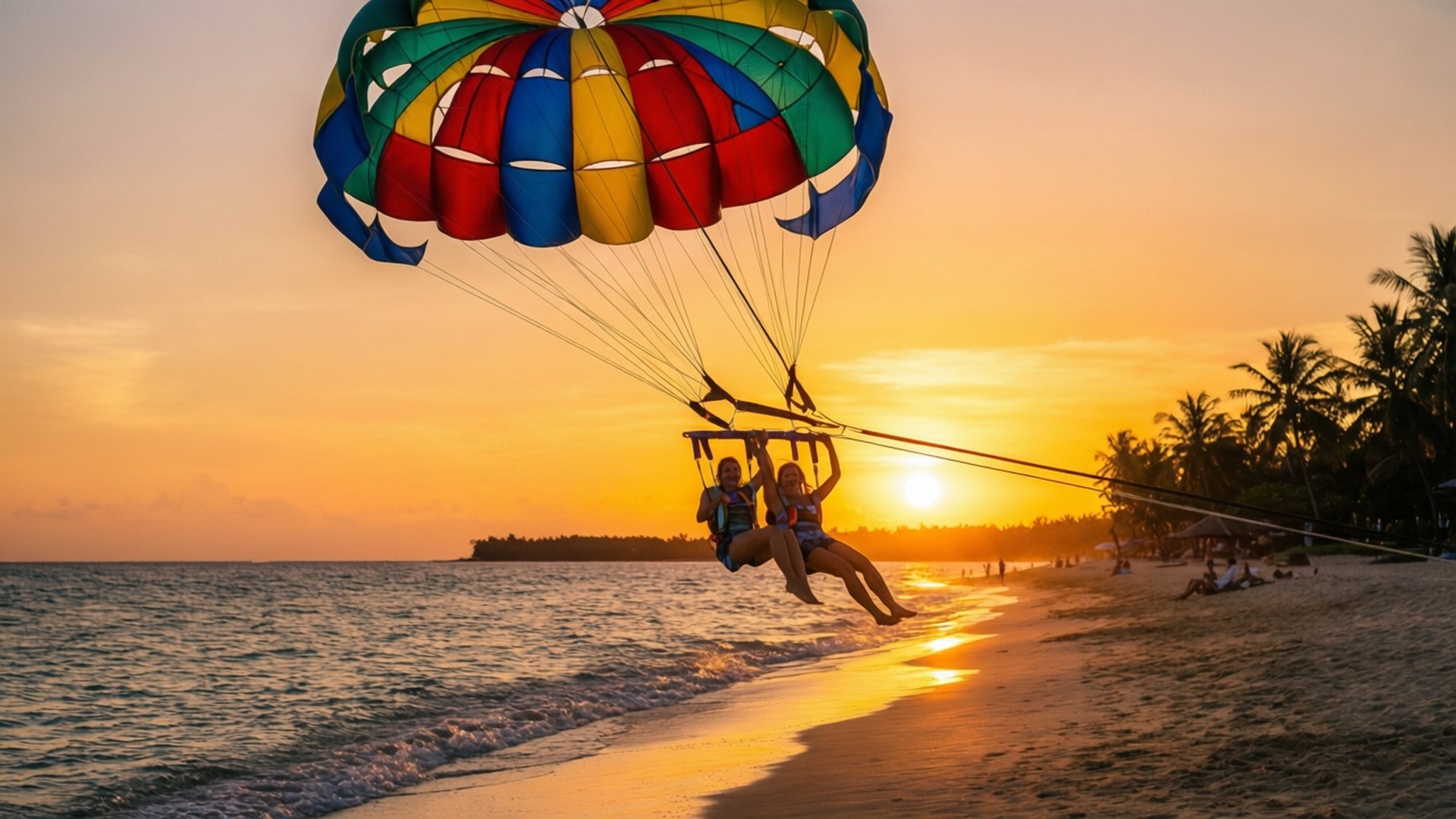 Parasailing Paglubog ng Araw Wallpaper