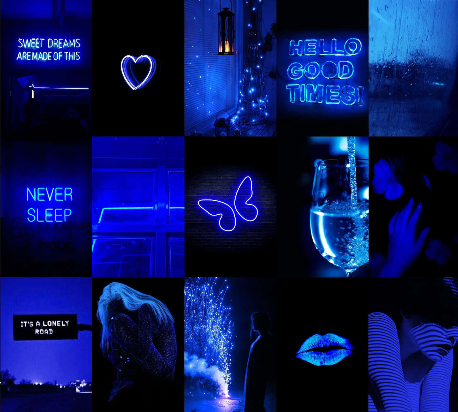 Pasiglahin ang vibe gamit ang neon blue na aesthetic na ito Wallpaper
