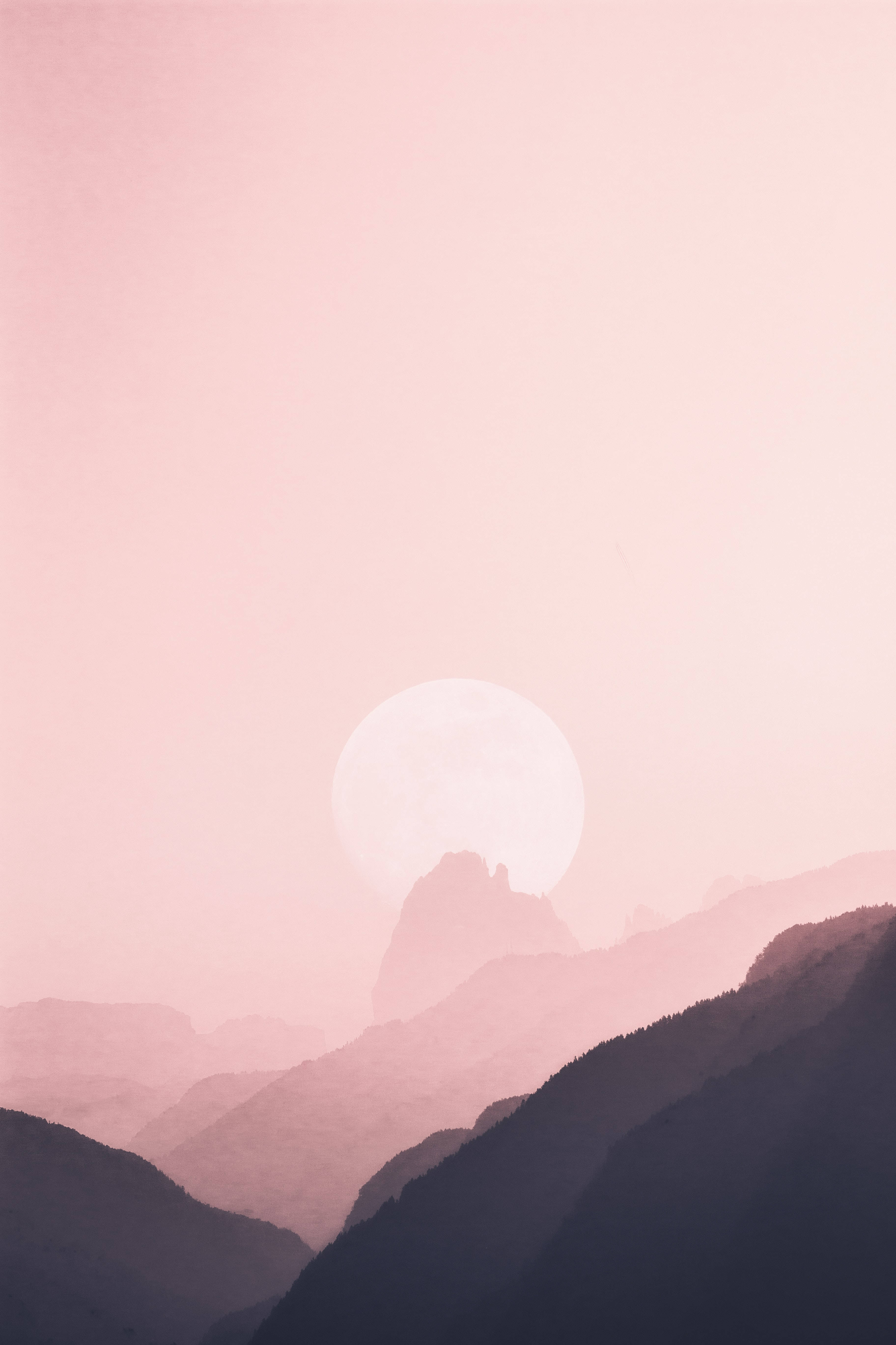 Pastel na Pink na Buwan para sa iPhone Wallpaper