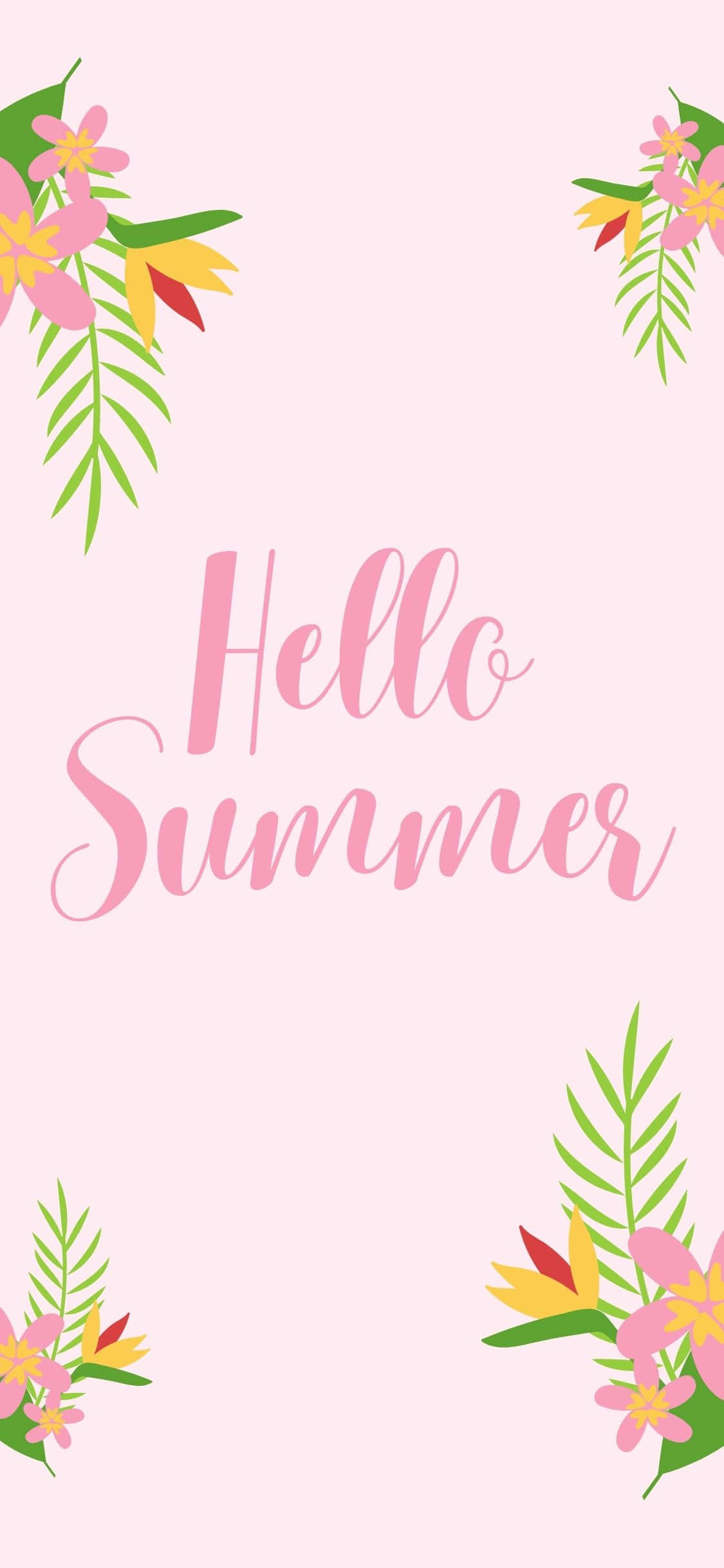 Pastel Pink Hello Summer iPhone X Summer Background Wallpaper