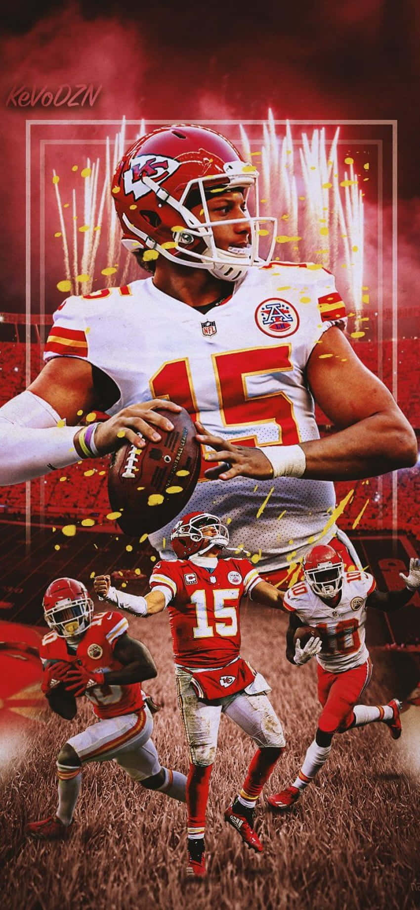 Pat Mahomes na humahawak ng kanyang telepono Wallpaper